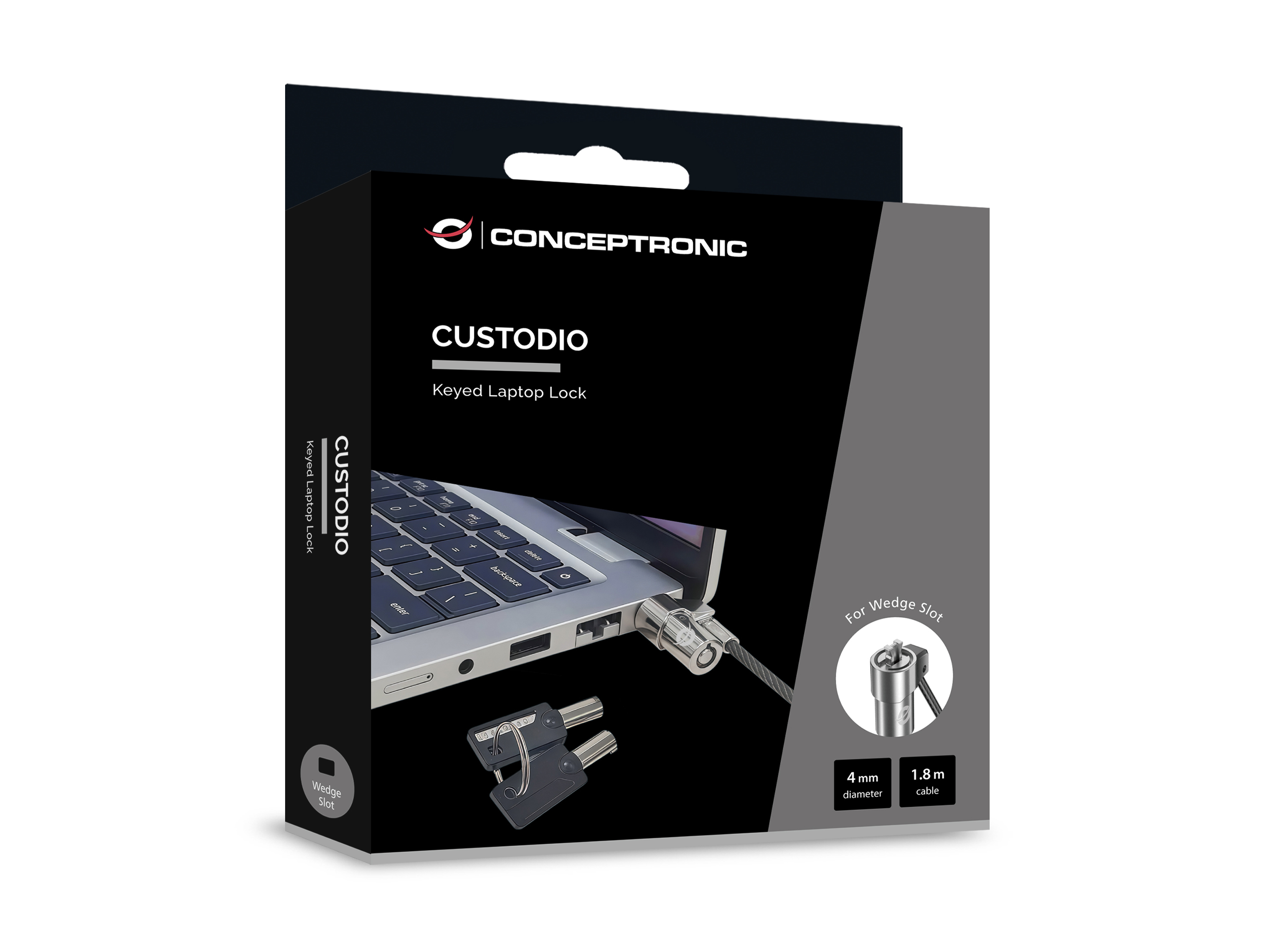 Conceptronic CUSTODIO02BWM cavo di sicurezza Nero 1,8 m