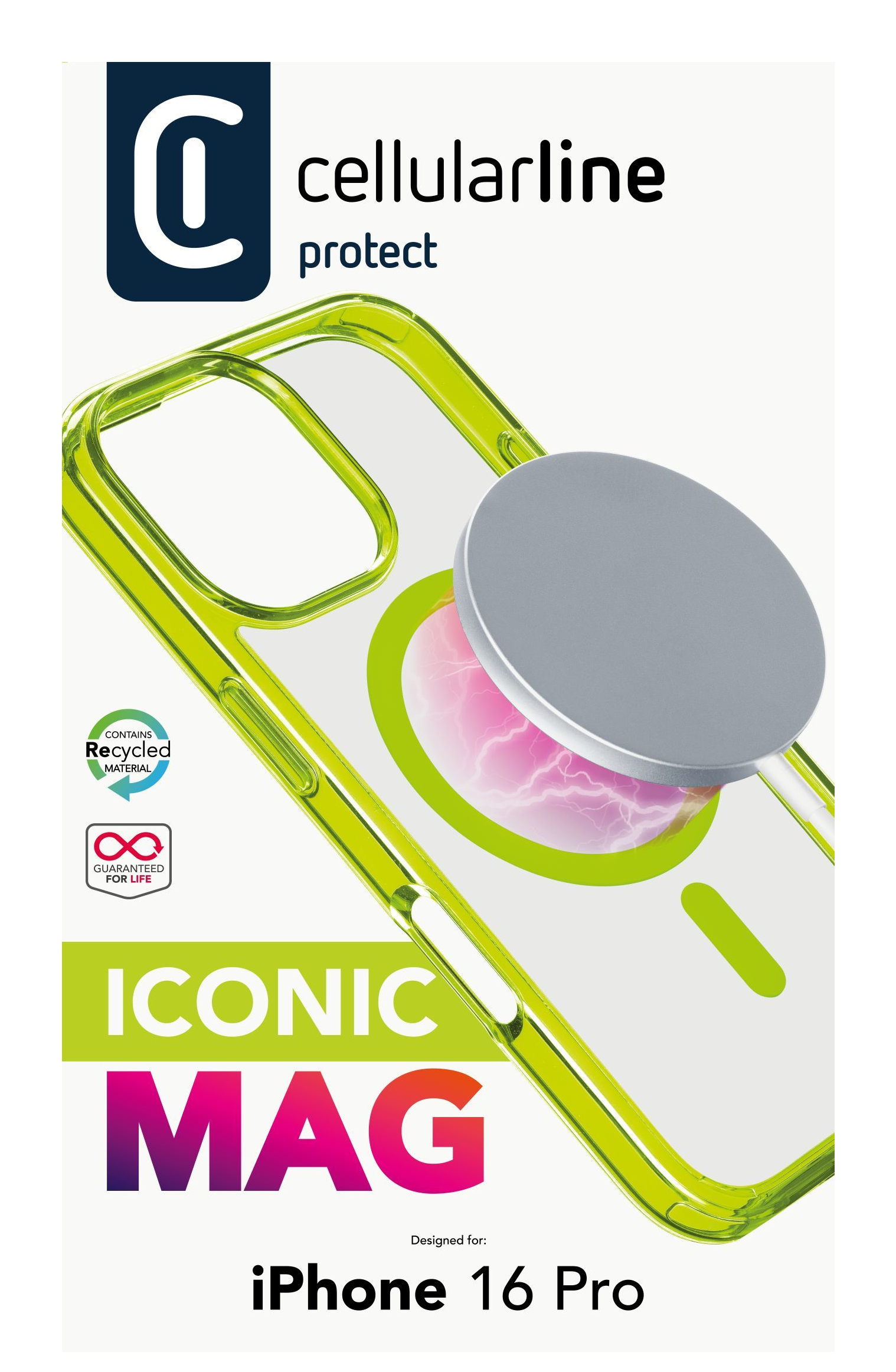 Cellularline Iconic MAG MagSafe Case - fr Apple iPhone 16 Pro - Lime