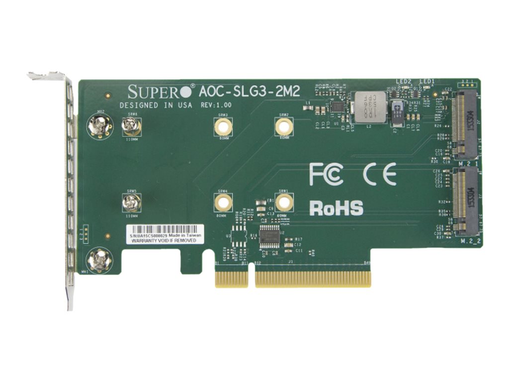 Supermicro adapter Internal PCIe M.2 AOC-SLG3-2M2 - Schnittstellenkarte