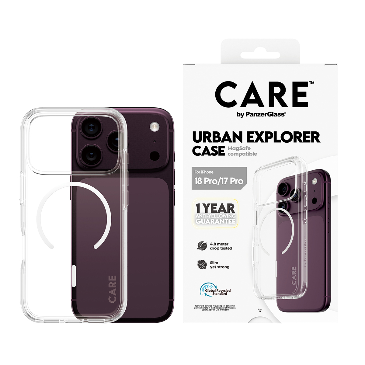 PanzerGlass CARE by � Urban Explorer Case Transparent w. White MagSafe iPhone 2026 Pro | 17 Pro coque de protection pour t�l�phones portables Housse