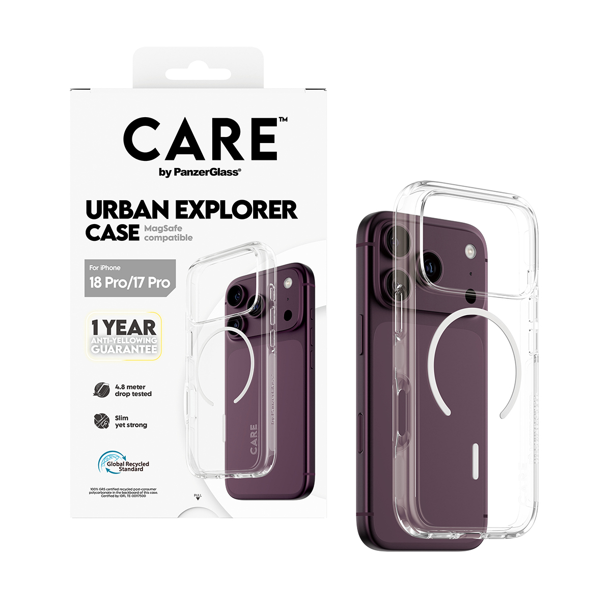 PanzerGlass CARE by � Urban Explorer Case Transparent w. White MagSafe iPhone 2026 Pro | 17 Pro coque de protection pour t�l�phones portables Housse
