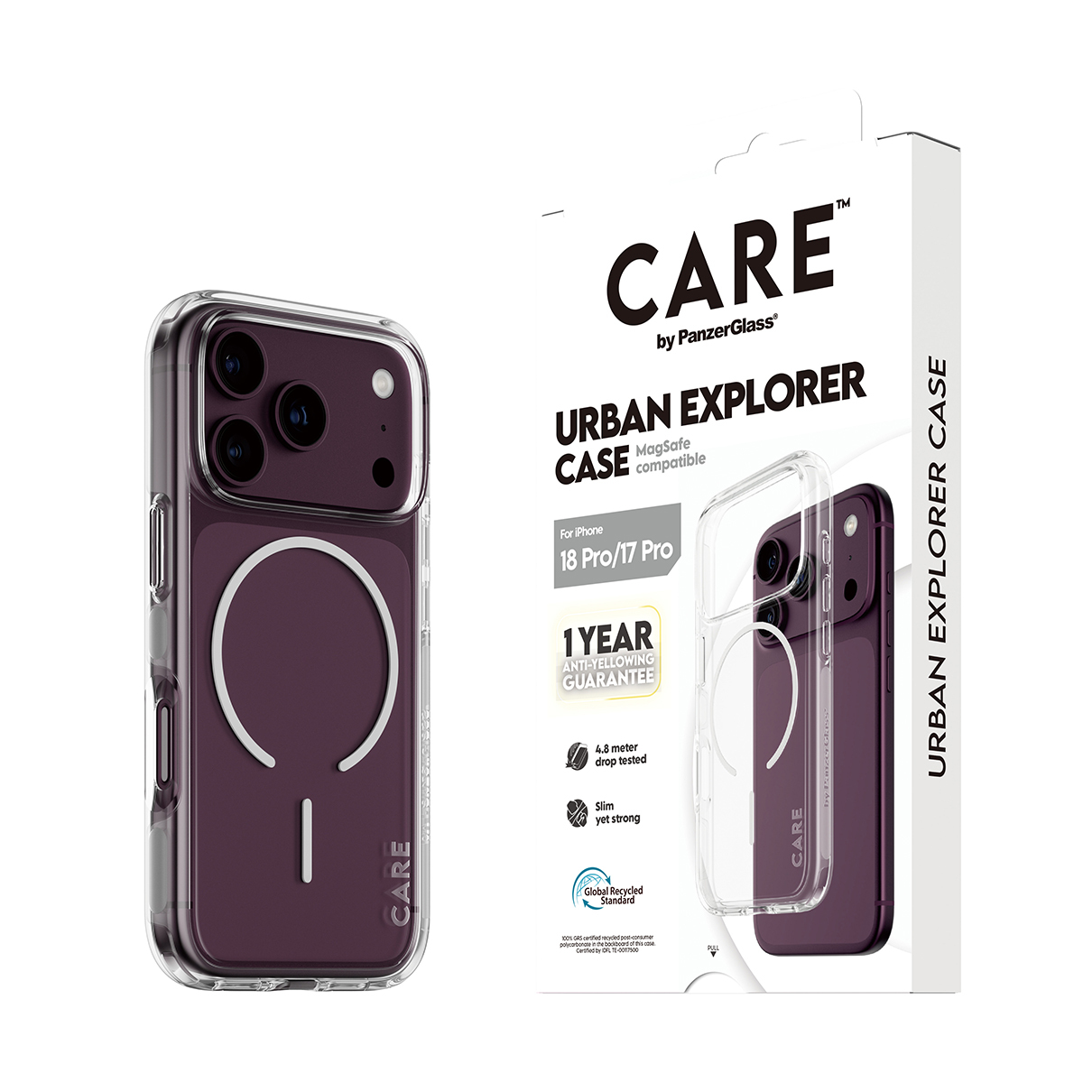 PanzerGlass CARE by � Urban Explorer Case Transparent w. White MagSafe iPhone 2026 Pro | 17 Pro coque de protection pour t�l�phones portables Housse