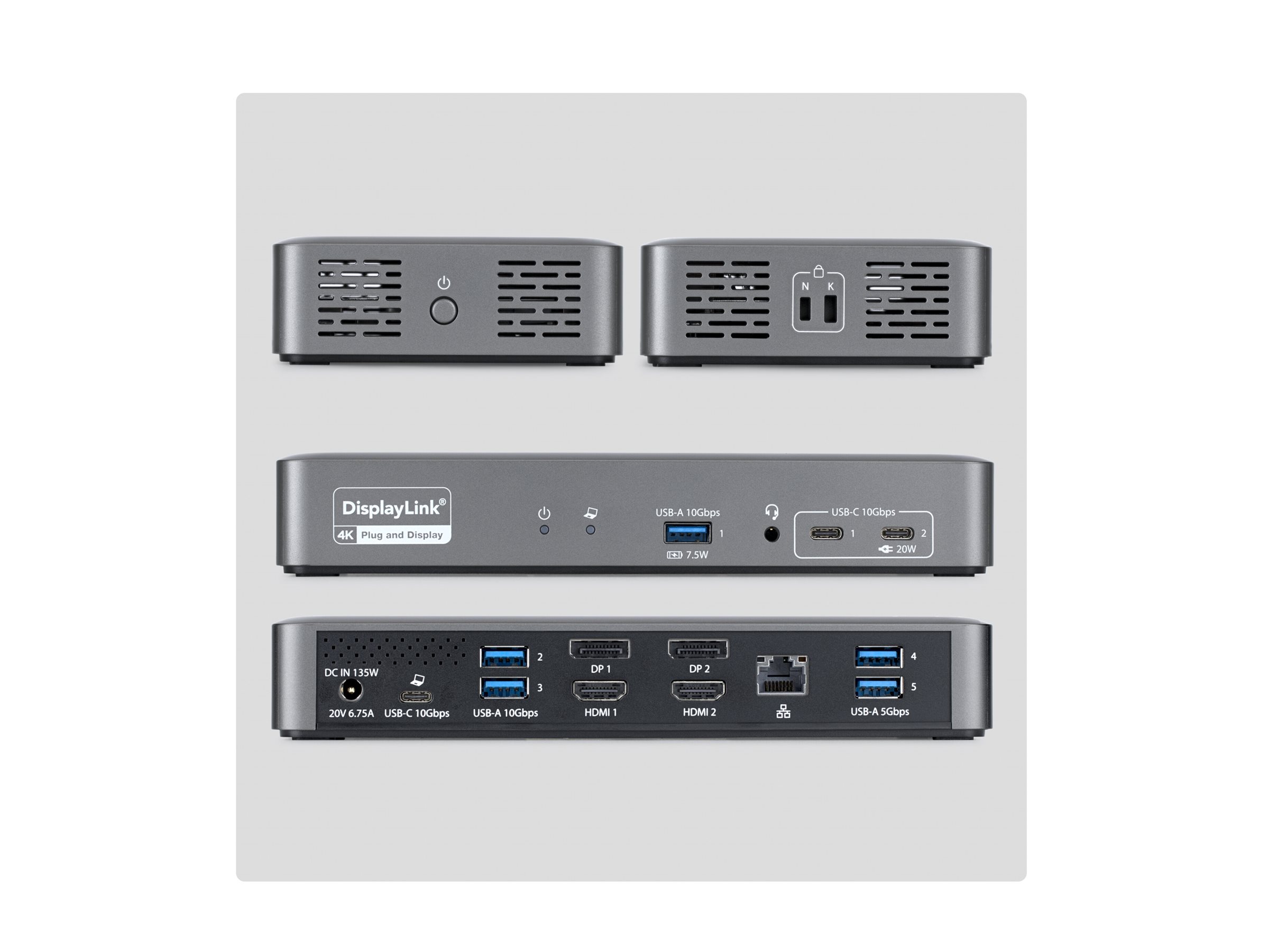 StarTech.com Docking Station USB-C Doppio Monitor, 4K 60Hz, HDMI o DisplayPort, Ricarica Laptop 96W, Ethernet Gigabit, Smart Dock Universale per Windows e macOS