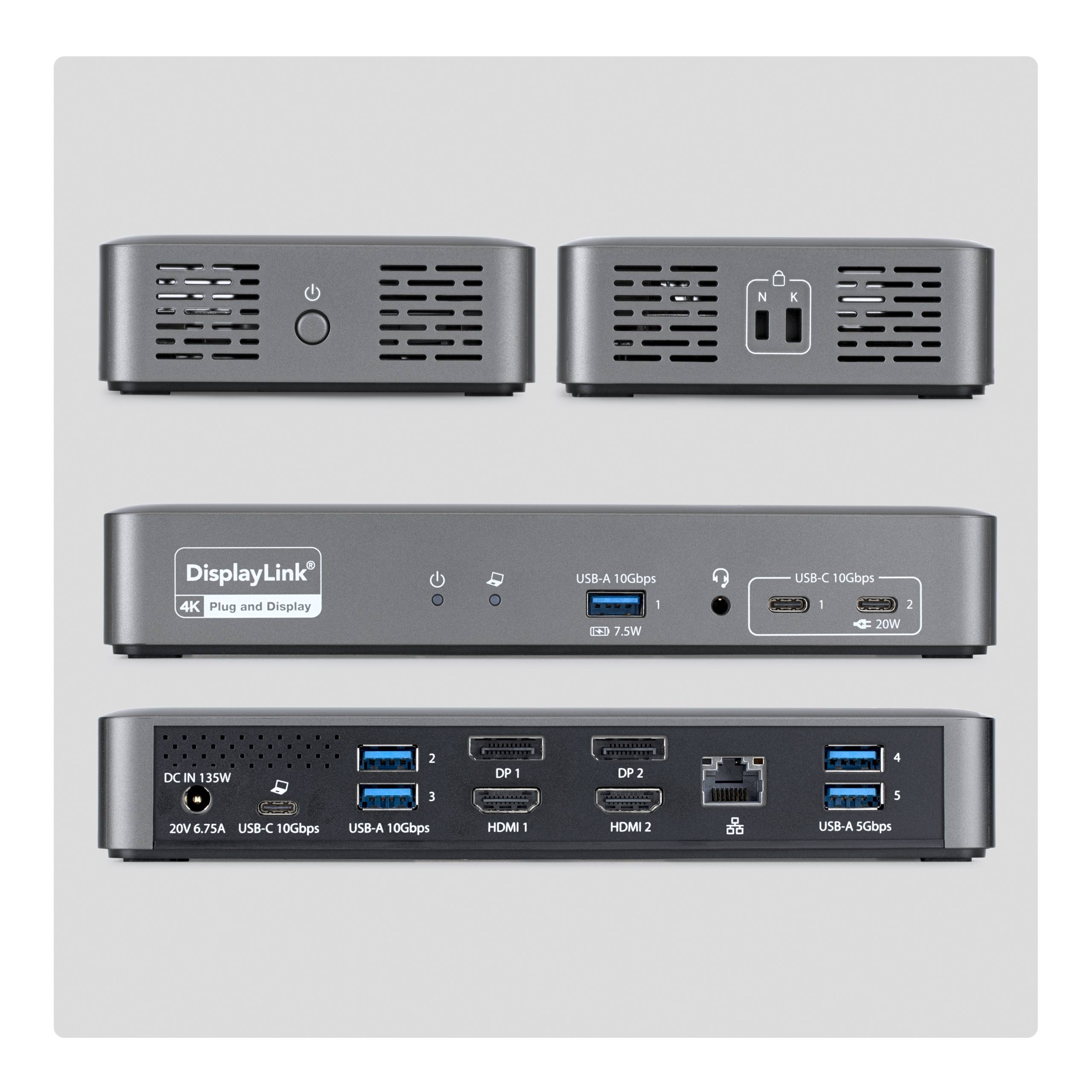 StarTech.com Docking Station USB-C Doppio Monitor, 4K 60Hz, HDMI o DisplayPort, Ricarica Laptop 96W, Ethernet Gigabit, Smart Dock Universale per Windows e macOS