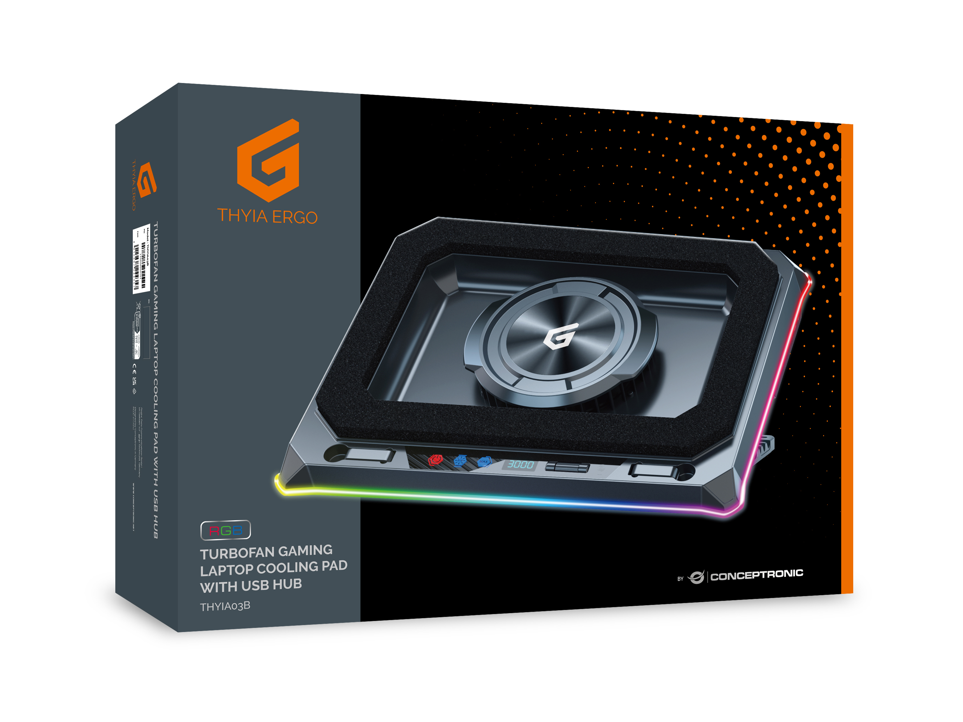 Conceptronic THYIA03B base di raffreddamento per laptop 48,3 cm (19) 2400 Giri/min Nero