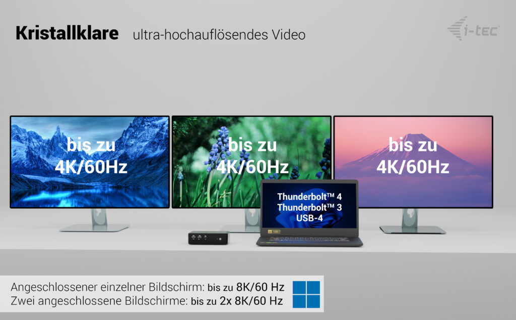 i-tec Thunderbolt5 Quattro Display Docking Station, 5x USB, 2.5 GLAN + Power Delivery 140W