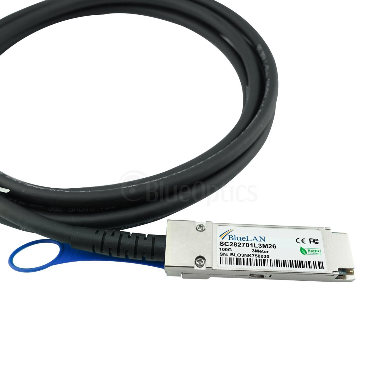 BlueOptics DAC-Q28-S28-5M cable infiniBanc QSFP28 4x SFP28 Negro