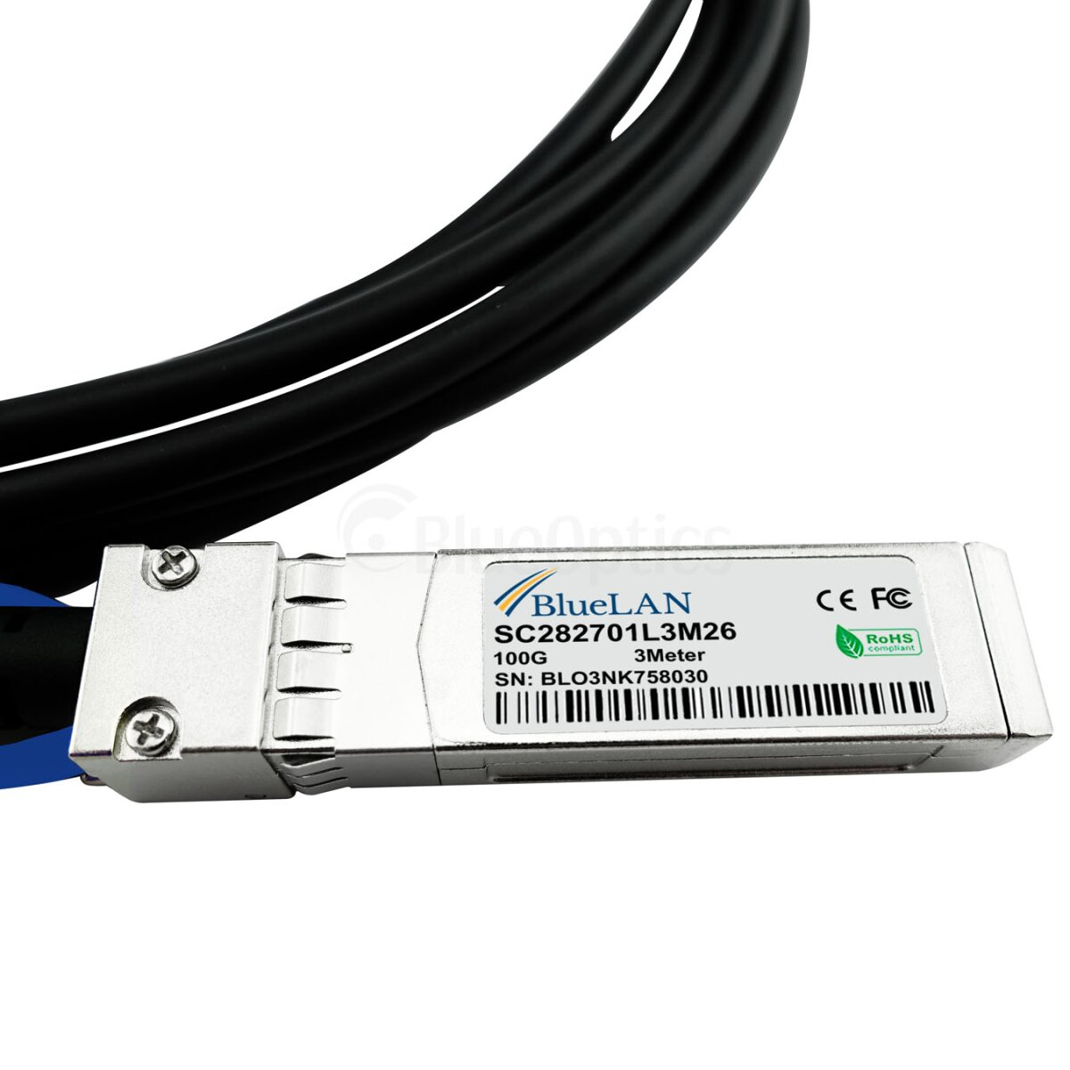BlueOptics DAC-Q28-S28-5M cable infiniBanc QSFP28 4x SFP28 Negro