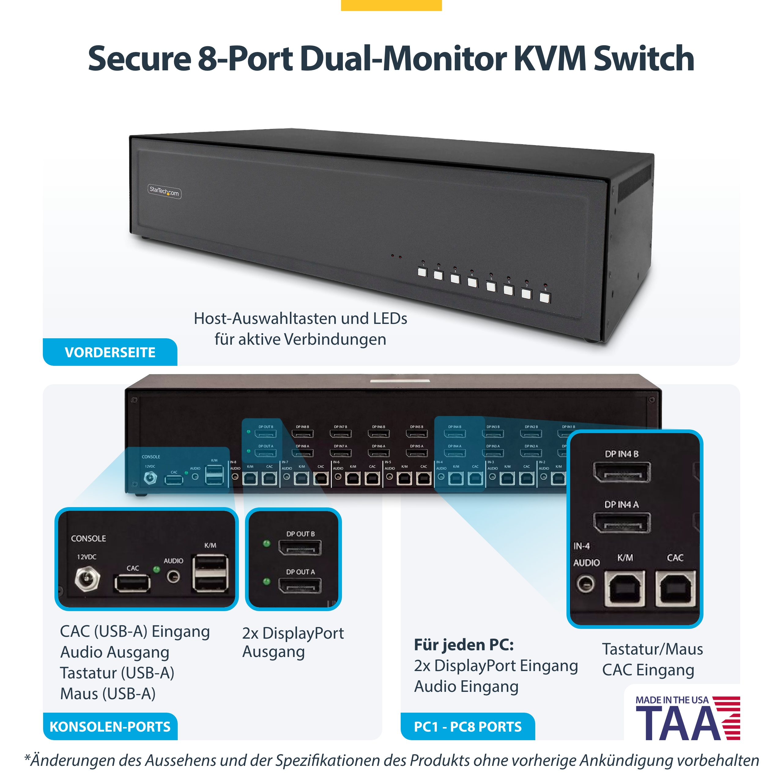 StarTech.com KVM-Switch - sicher - 8 x KVM