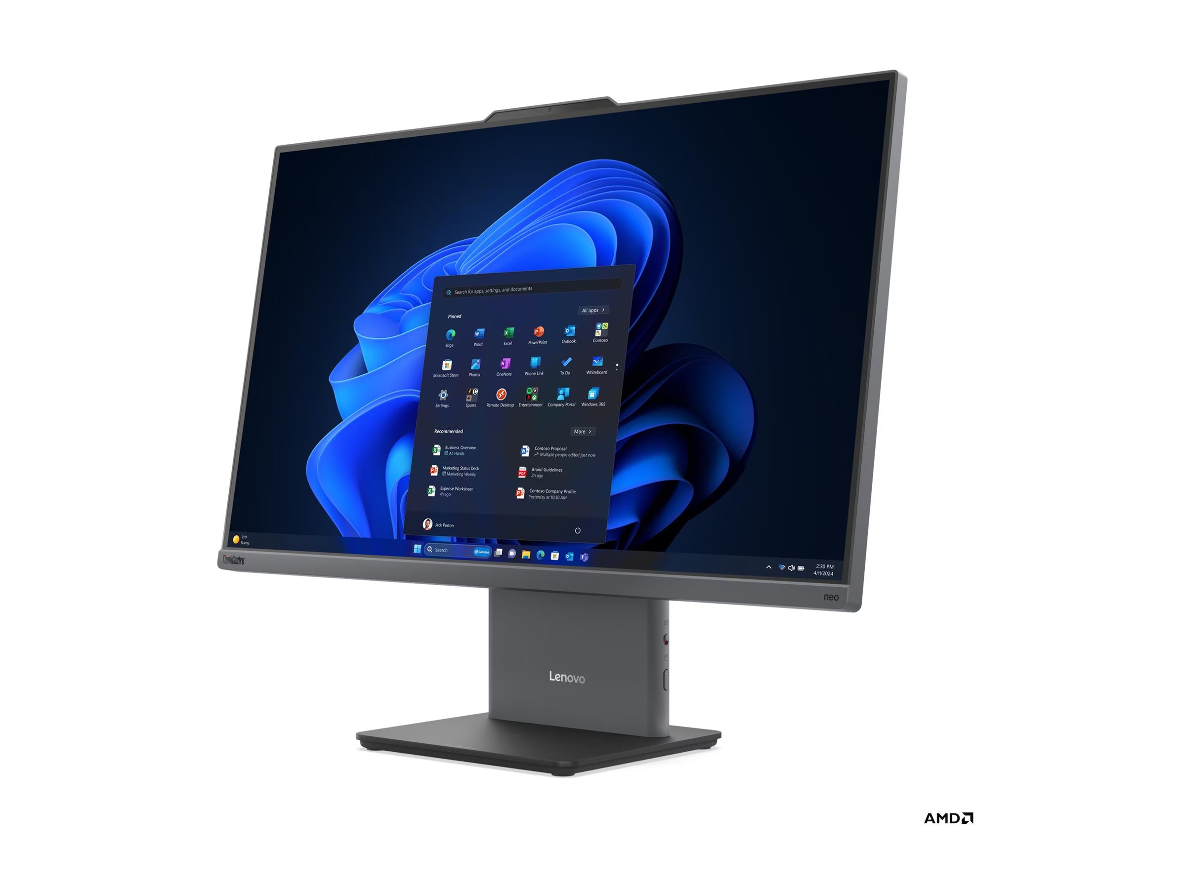 Lenovo ThinkCentre neo 55a 24 Gen 6 AMD Ryzen 5 220 60,5 cm (23.8) 1920 x 1080 Pixeles PC todo en uno 8 GB DDR5-SDRAM 512 GB SSD Windows 11 Pro Wi-Fi 6 (802.11ax) Gris