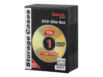 Hama Slim Jewel Case f�r Speicher-DVD - Schwarz (Packung mit 10)