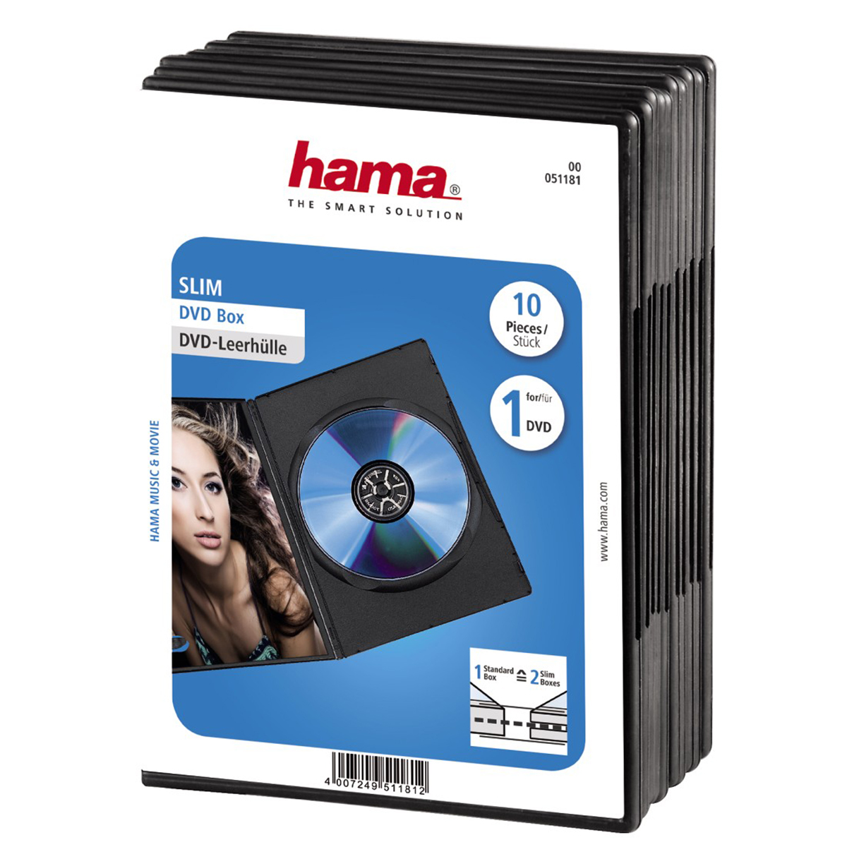 Hama Slim Jewel Case f�r Speicher-DVD - Schwarz (Packung mit 10)