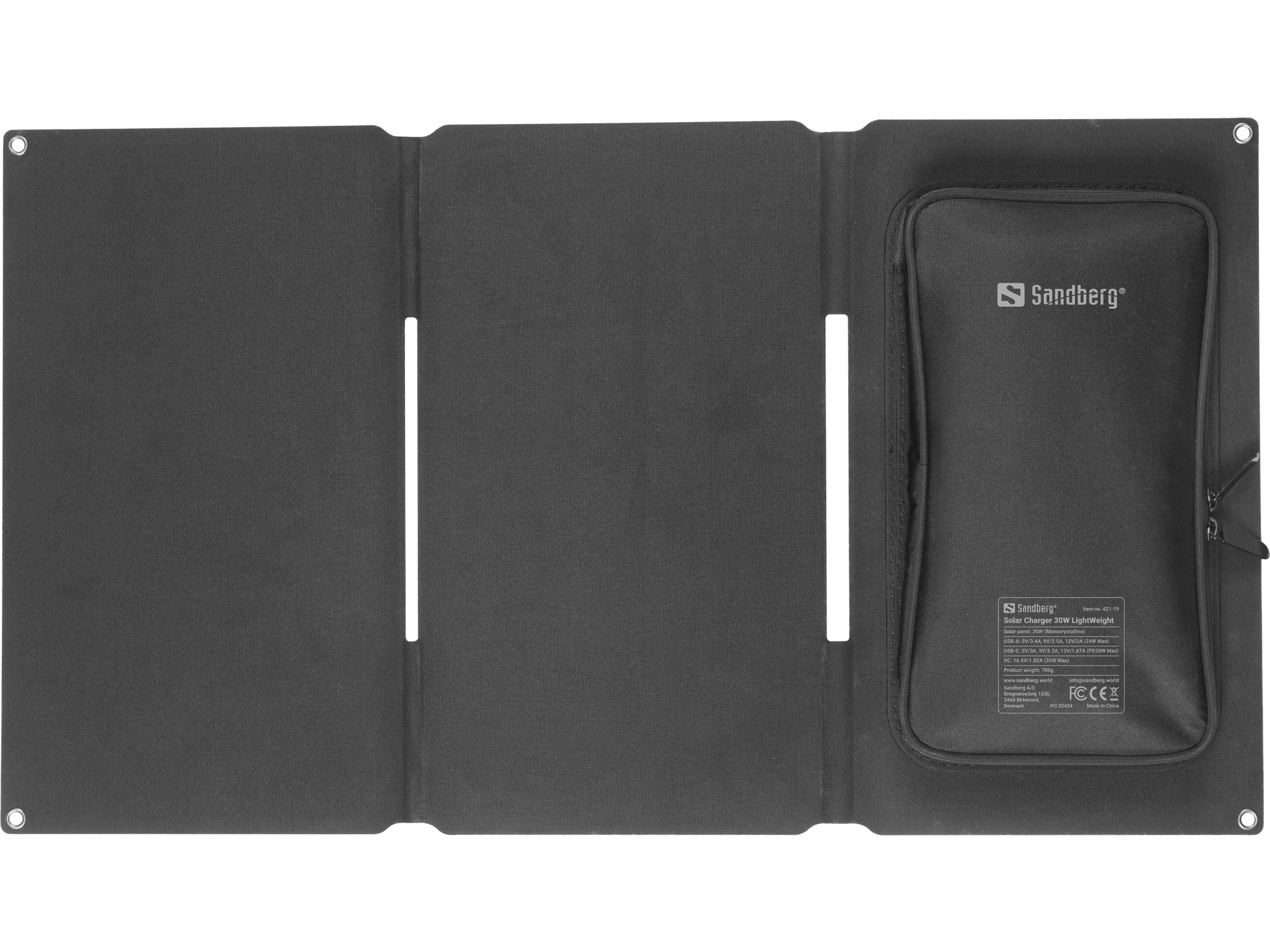 SANDBERG Active LightWeight - Solarladeger�t - 30 Watt - 3.4 A - 3 Ausgabeanschlussstellen (USB, 24 pin USB-C, power DC jack)