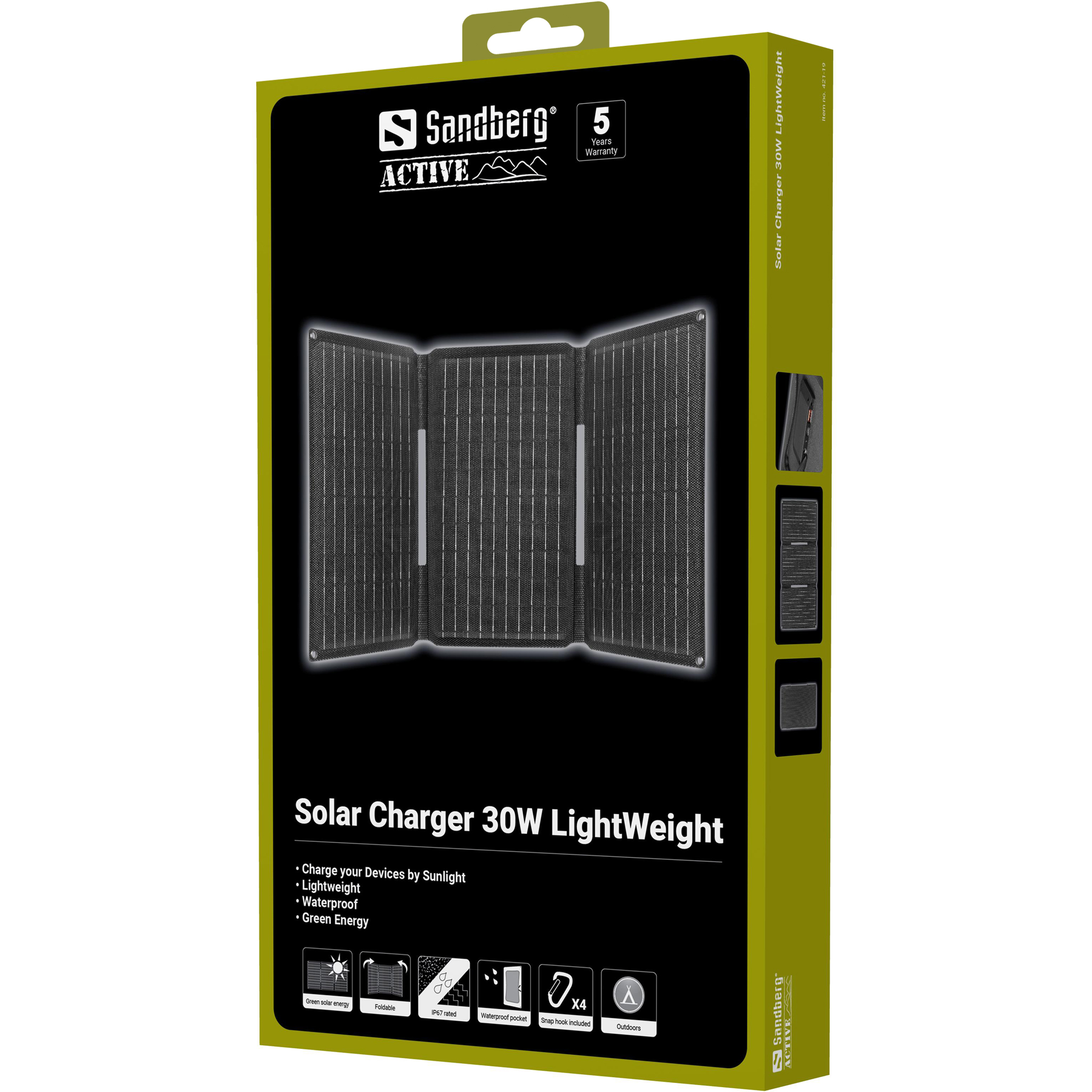 SANDBERG Active LightWeight - Solarladeger�t - 30 Watt - 3.4 A - 3 Ausgabeanschlussstellen (USB, 24 pin USB-C, power DC jack)
