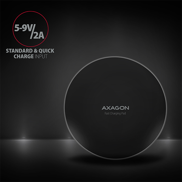 Axagon WDC-P10T mobile device charger Mobile phone, Smartphone, Tablet Black USB Wireless charging Fast charging Indoor