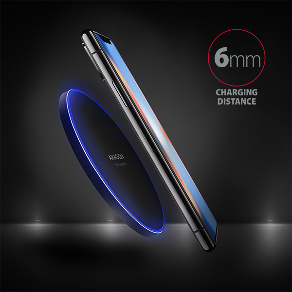 Axagon WDC-P10T mobile device charger Mobile phone, Smartphone, Tablet Black USB Wireless charging Fast charging Indoor