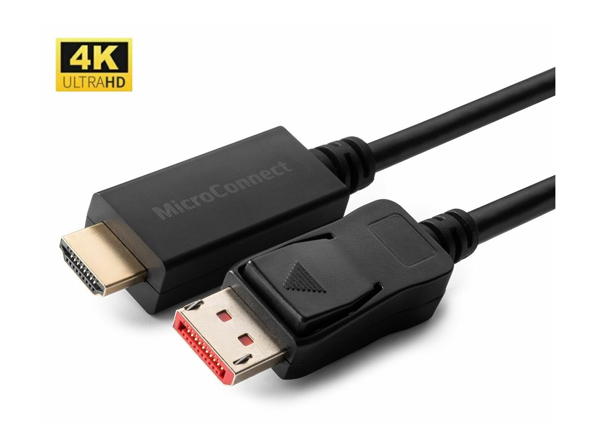 MicroConnect Adapterkabel - DisplayPort m�nnlich eingerastet zu HDMI m�nnlich - 2 m - Schwarz - unterst�tzt 4K 60 Hz (4096 x 2160)