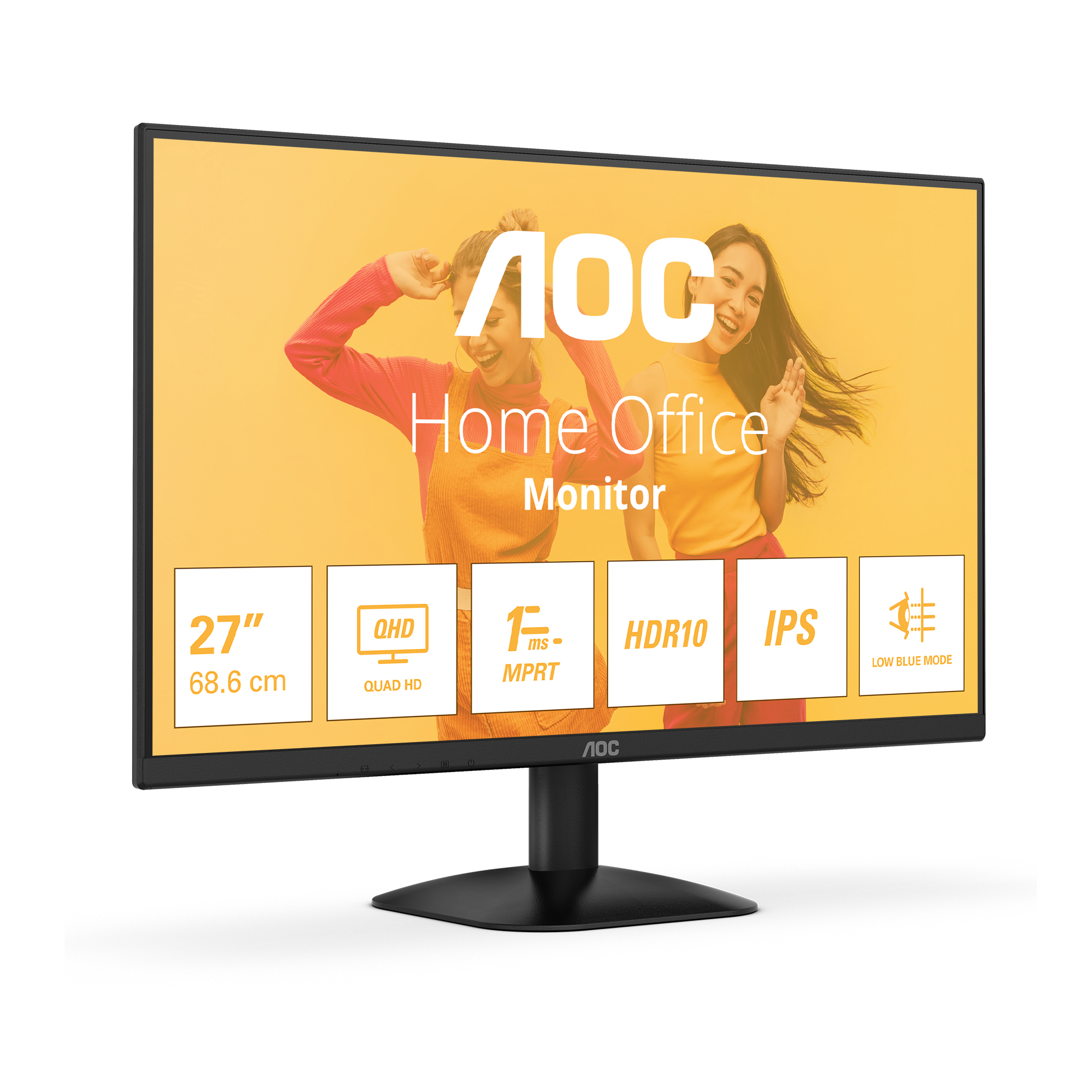 AOC Q27B35E - 27 Zoll Quad HD Monitor, 75 Hz, Adaptive Sync., HDR10 (2560x1440, HDMI 1.4, DisplayPort 1.4) schwarz - AOC Q27B35E 27 IPS Monitor - 2560x1440