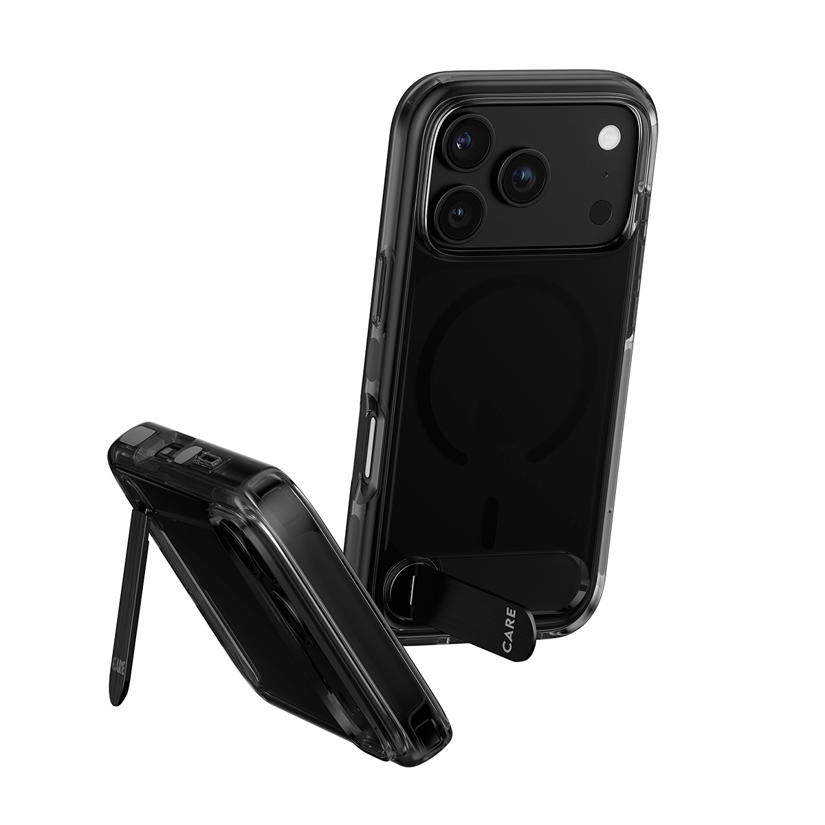 PanzerGlass CARE by � Kickstand Case Smokey w. Black MagSafe iPhone 2026 Pro | 17 Pro coque de protection pour t�l�phones portables Housse Transparent