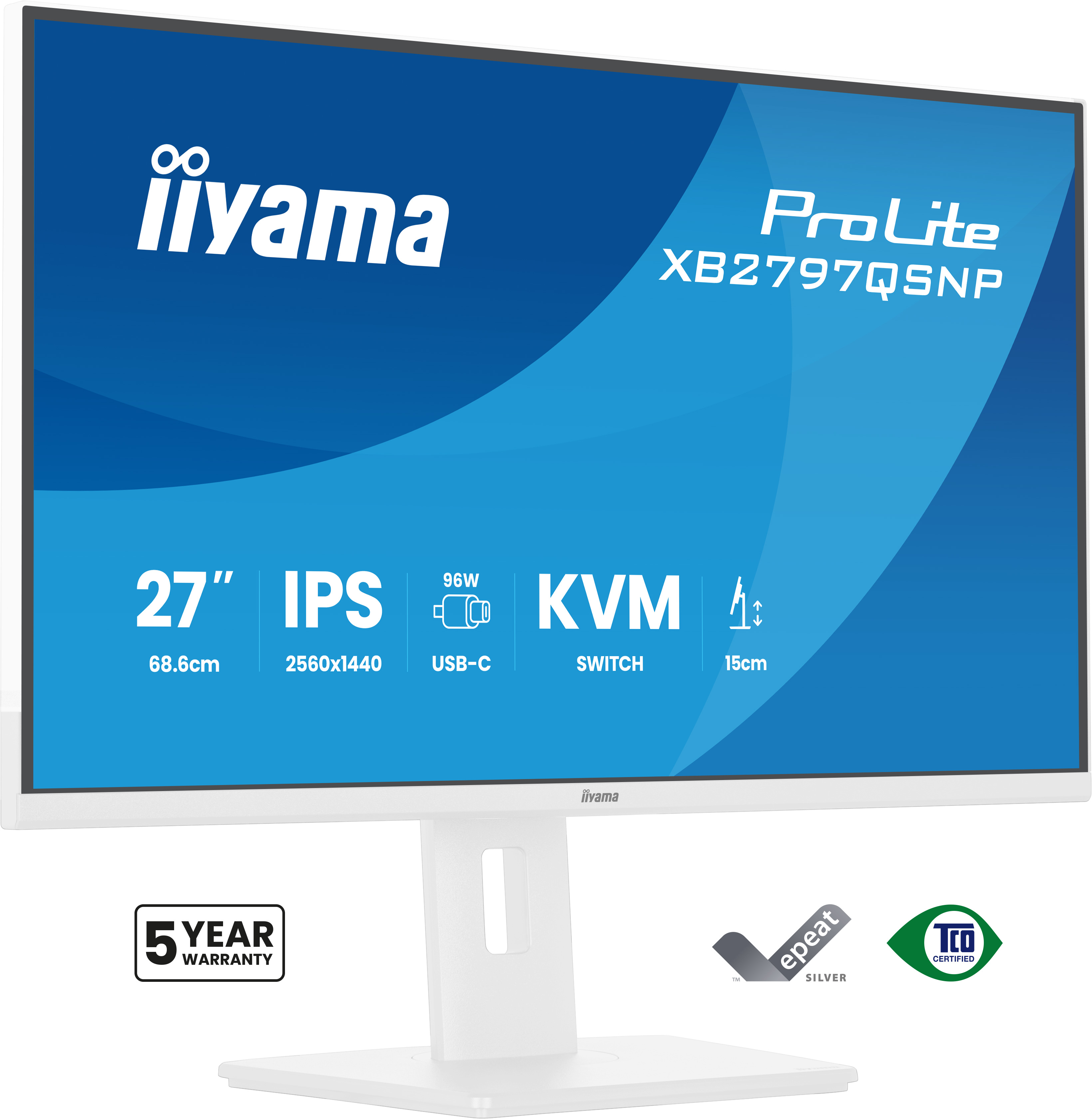 iiyama ProLite XB2797QSNP-W1 27 IPS LCD computer monitor 68.6 cm (27) 2560 x 1440 pixels Quad HD White