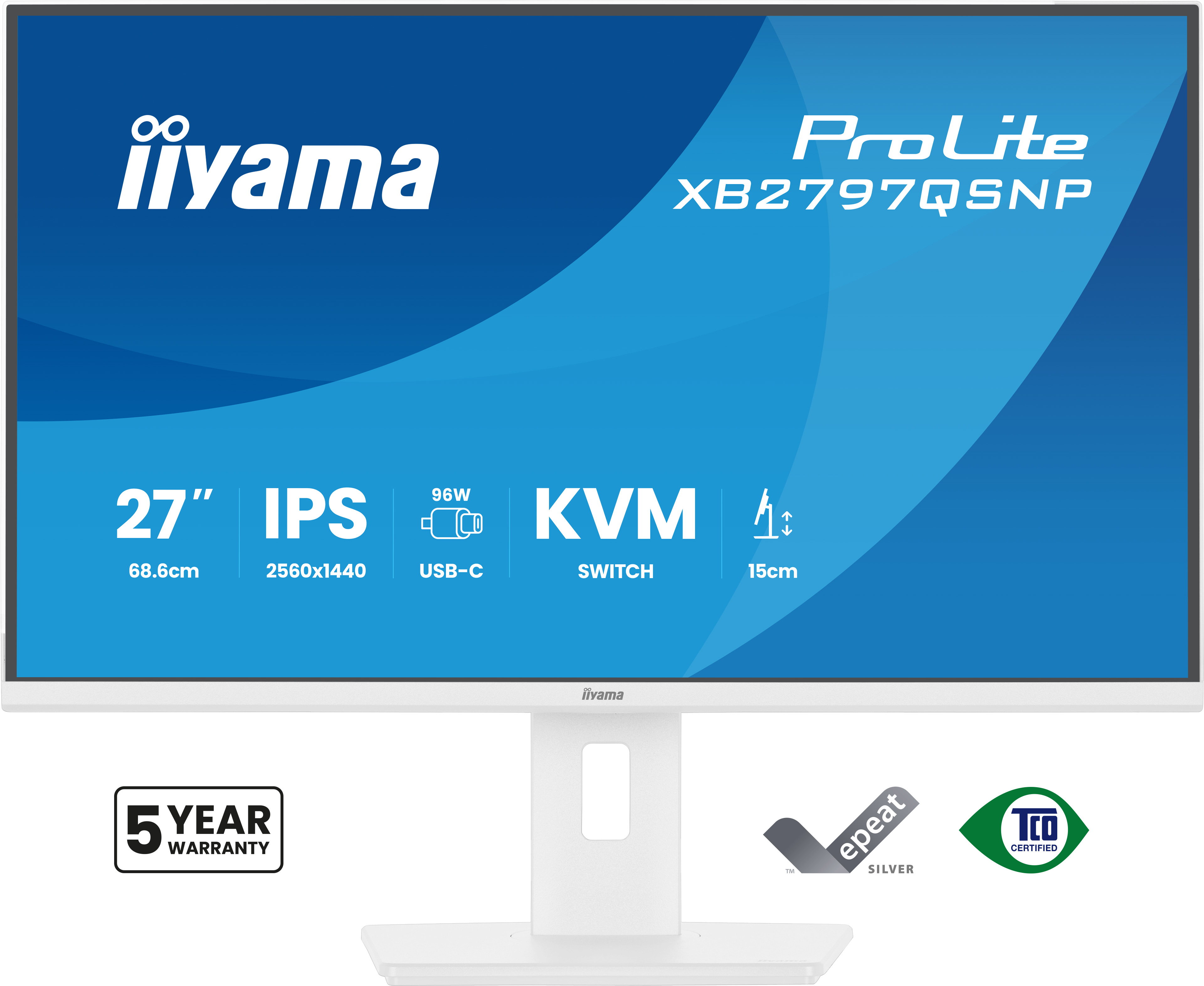 iiyama ProLite XB2797QSNP-W1 27 IPS LCD pantalla para PC 68,6 cm (27) 2560 x 1440 Pixeles Quad HD Blanco