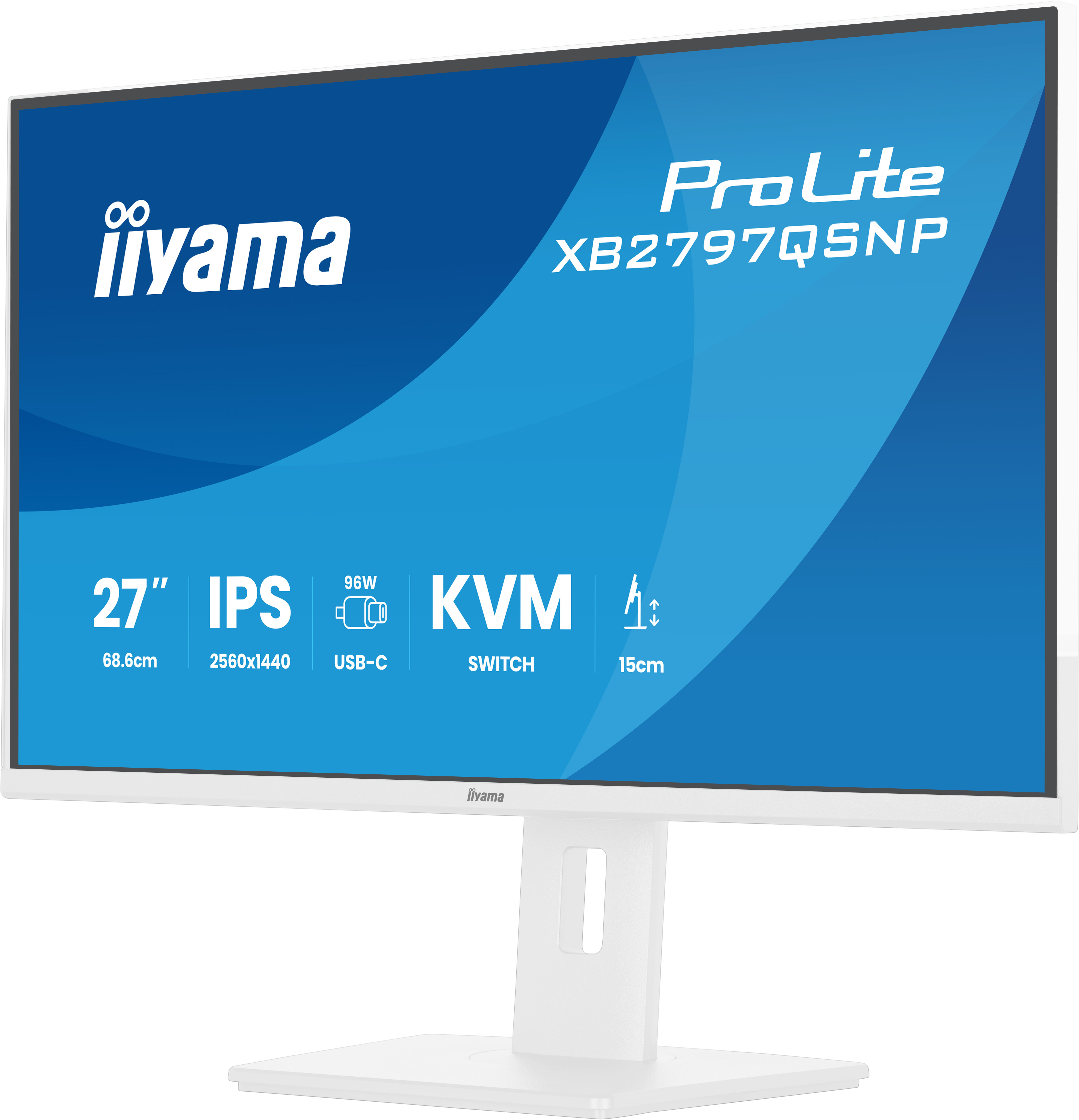 iiyama ProLite XB2797QSNP-W1 27 IPS LCD pantalla para PC 68,6 cm (27) 2560 x 1440 Pixeles Quad HD Blanco