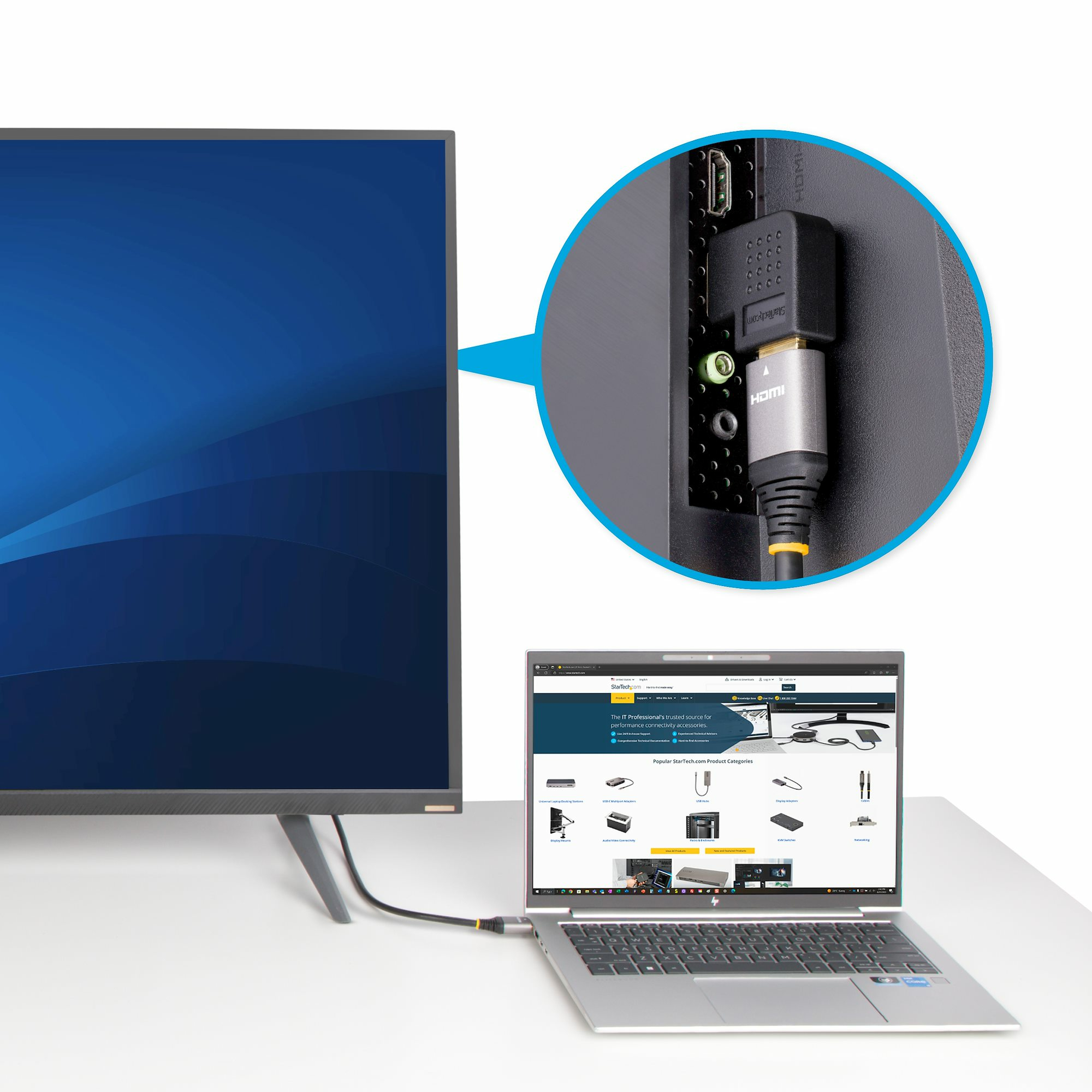 StarTech.com Right Angle HDMI 2.0 Adapter, 90-Degree HDMI Port Saver, M/F