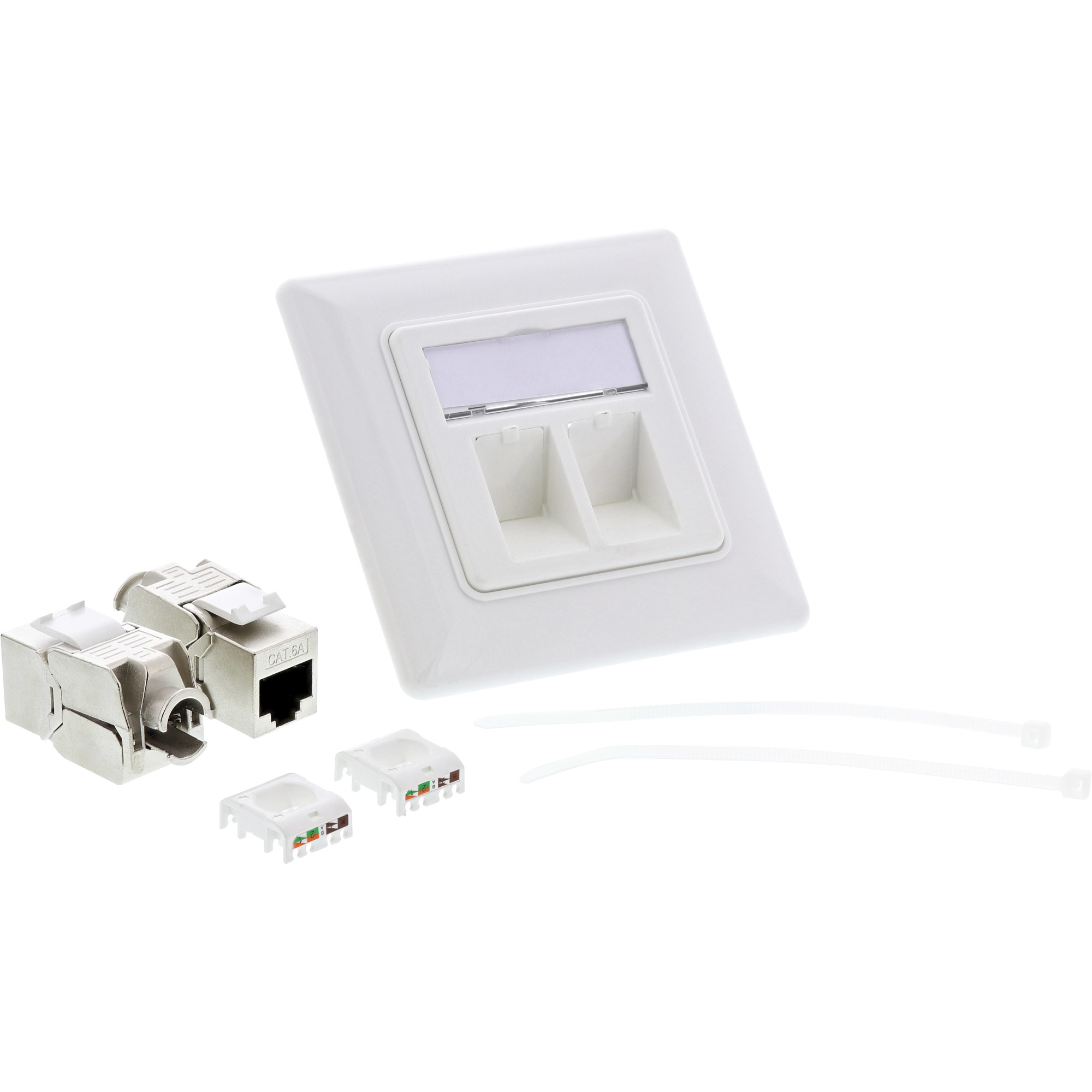 InLine Cat.6A box flush-mounted 2x RJ45 white RAL9010
