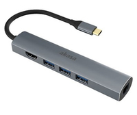 Akasa AK-CBCA22-18BK - USB 3.2 Gen 1 (3.1 Gen 1) Type-C - Aluminium - HDMI - RJ-45 - USB 3.2 Gen 1 (3.1 Gen 1) Type-A - Aluminium - USB - Windows 10 - Windows 7 - Windows 8 - Windows XP