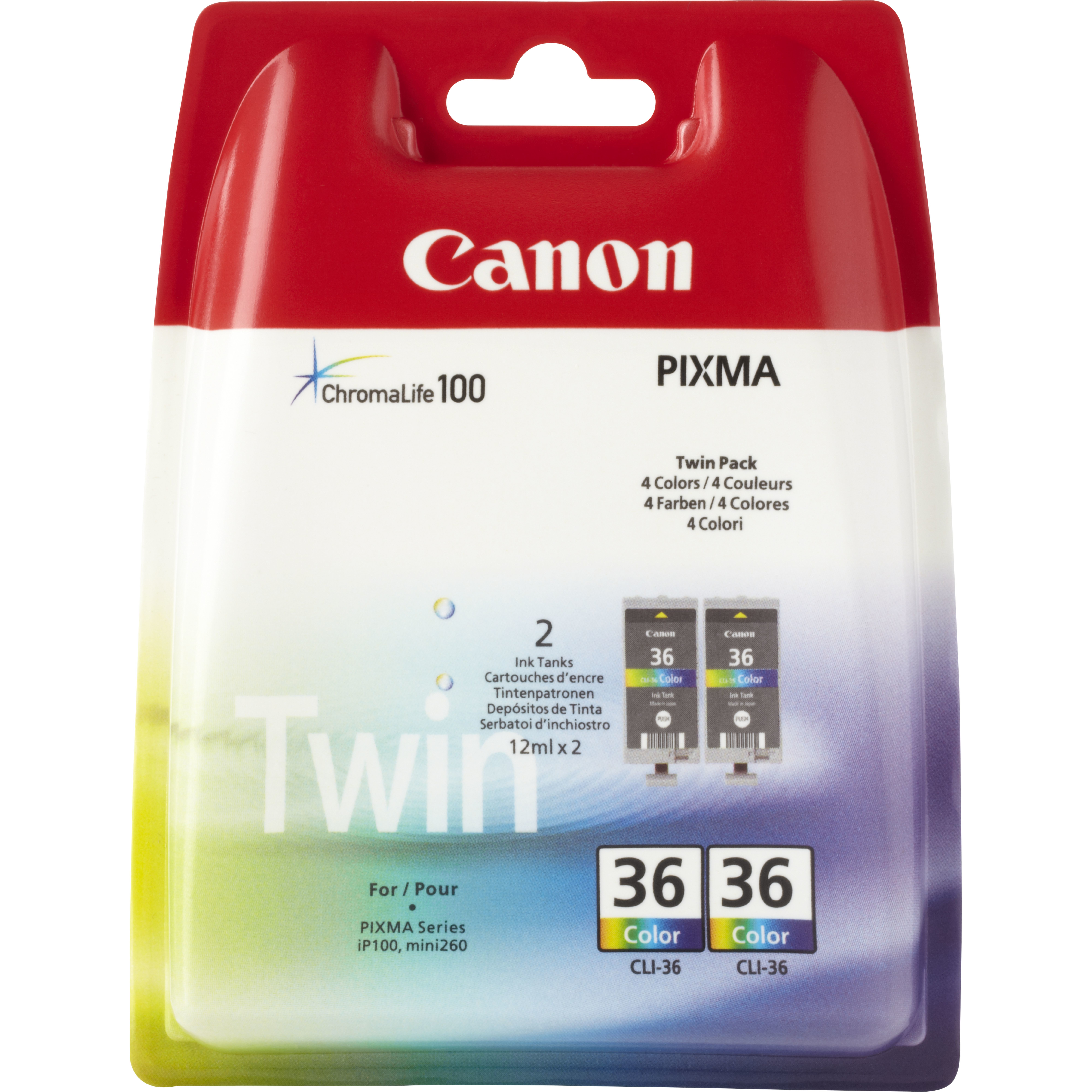 Canon CLI-36 Twin Pack - 2er-Pack - 12 ml - Farbe (Cyan, Magenta, Gelb)