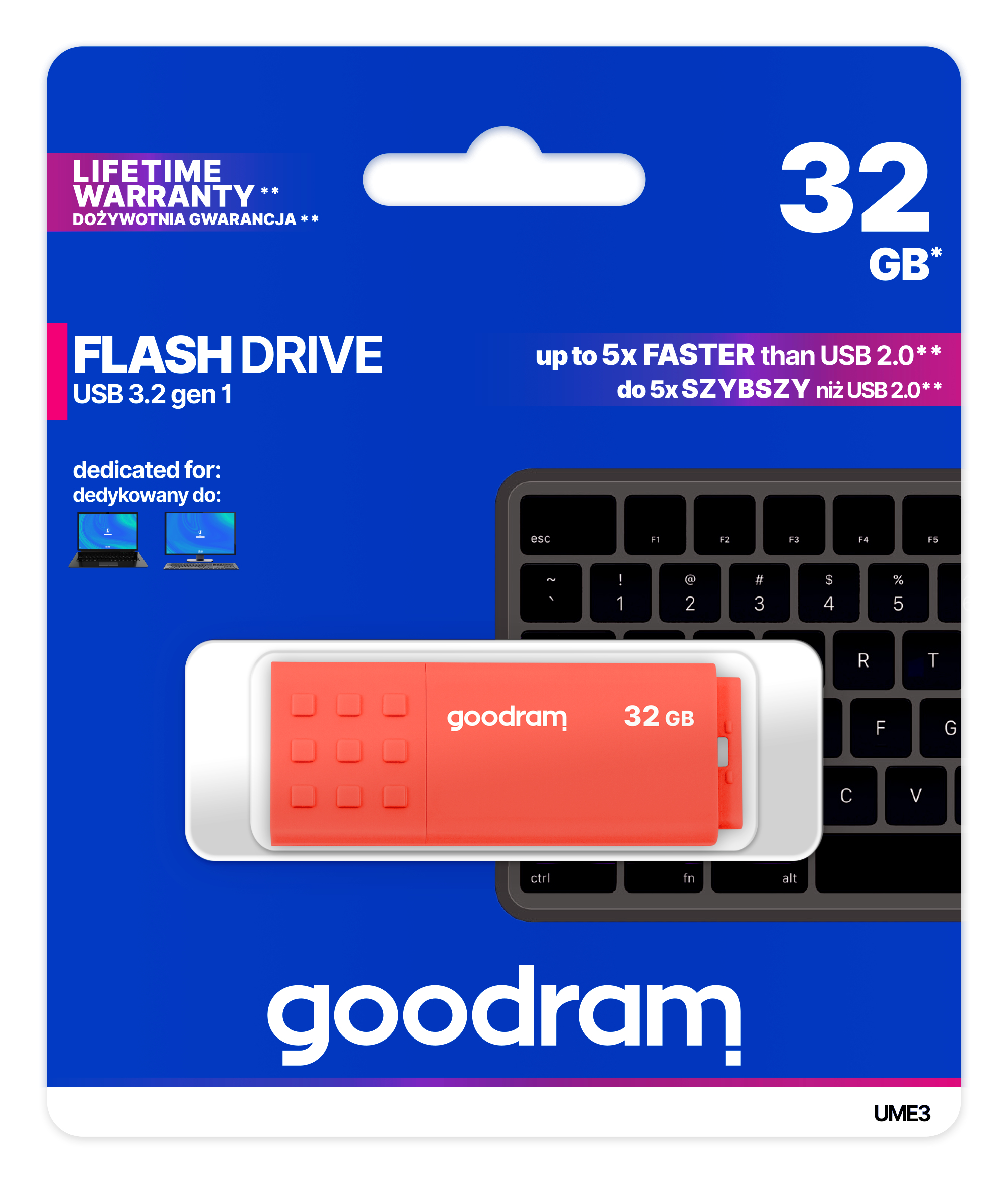 Goodram UME3 unit� flash USB 32 GB USB tipo A 3.2 Gen 1 (3.1 Gen 1) Arancione