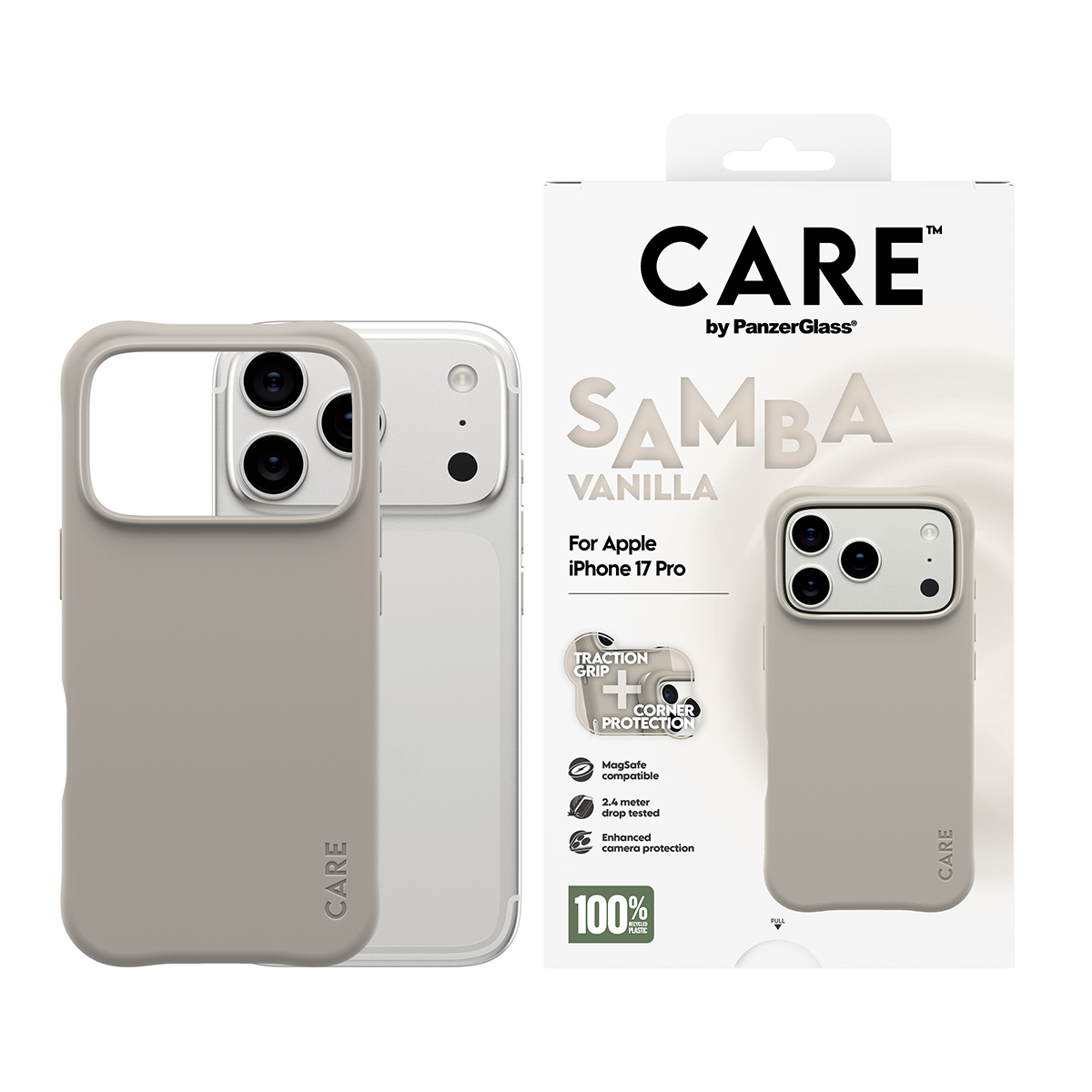PanzerGlass CARE by � Fashionable Case Samba Vanilla w. MagSafe iPhone 17 Pro coque de protection pour t�l�phones portables Housse Beige
