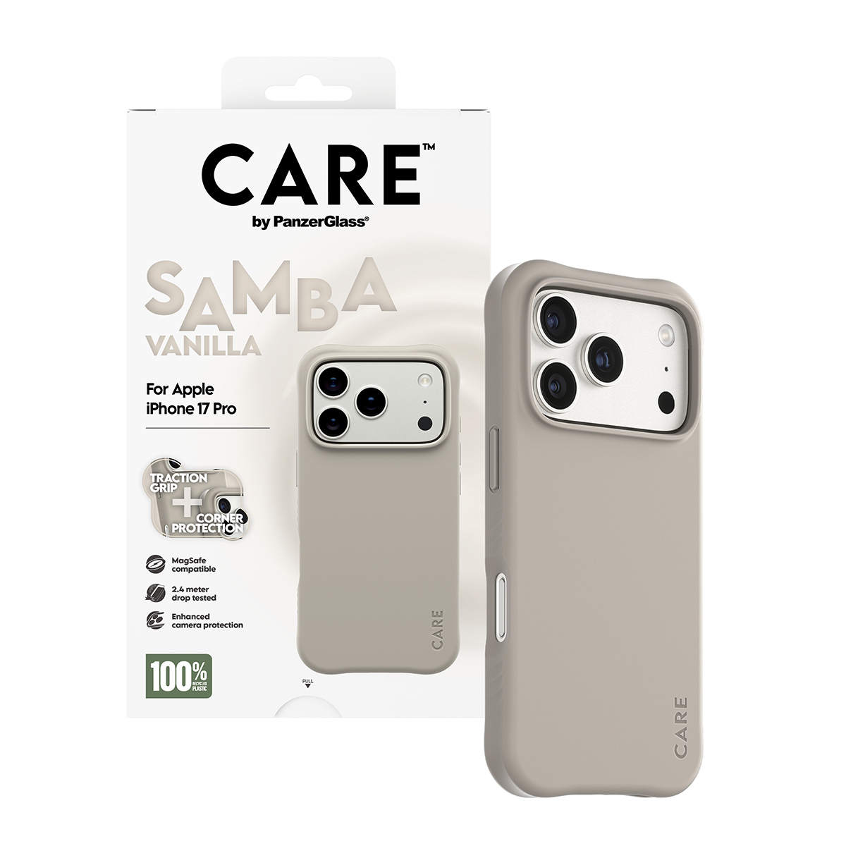 PanzerGlass CARE by � Fashionable Case Samba Vanilla w. MagSafe iPhone 17 Pro coque de protection pour t�l�phones portables Housse Beige