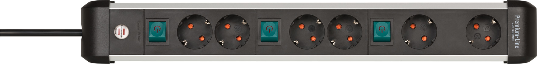 Brennenstuhl 1391030601 Steckdosenleiste mit Schalter Silber-Schwarz Schutzkontakt 1 St.