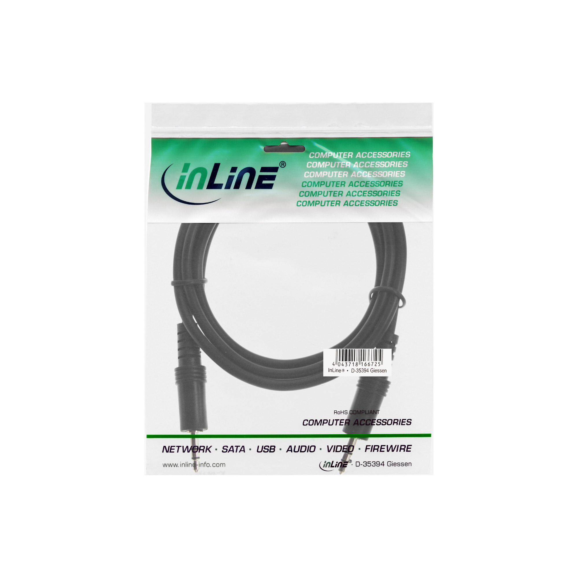 InLine Audiokabel - mini-phone stereo 3.5 mm m�nnlich zu mini-phone stereo 3.5 mm m�nnlich