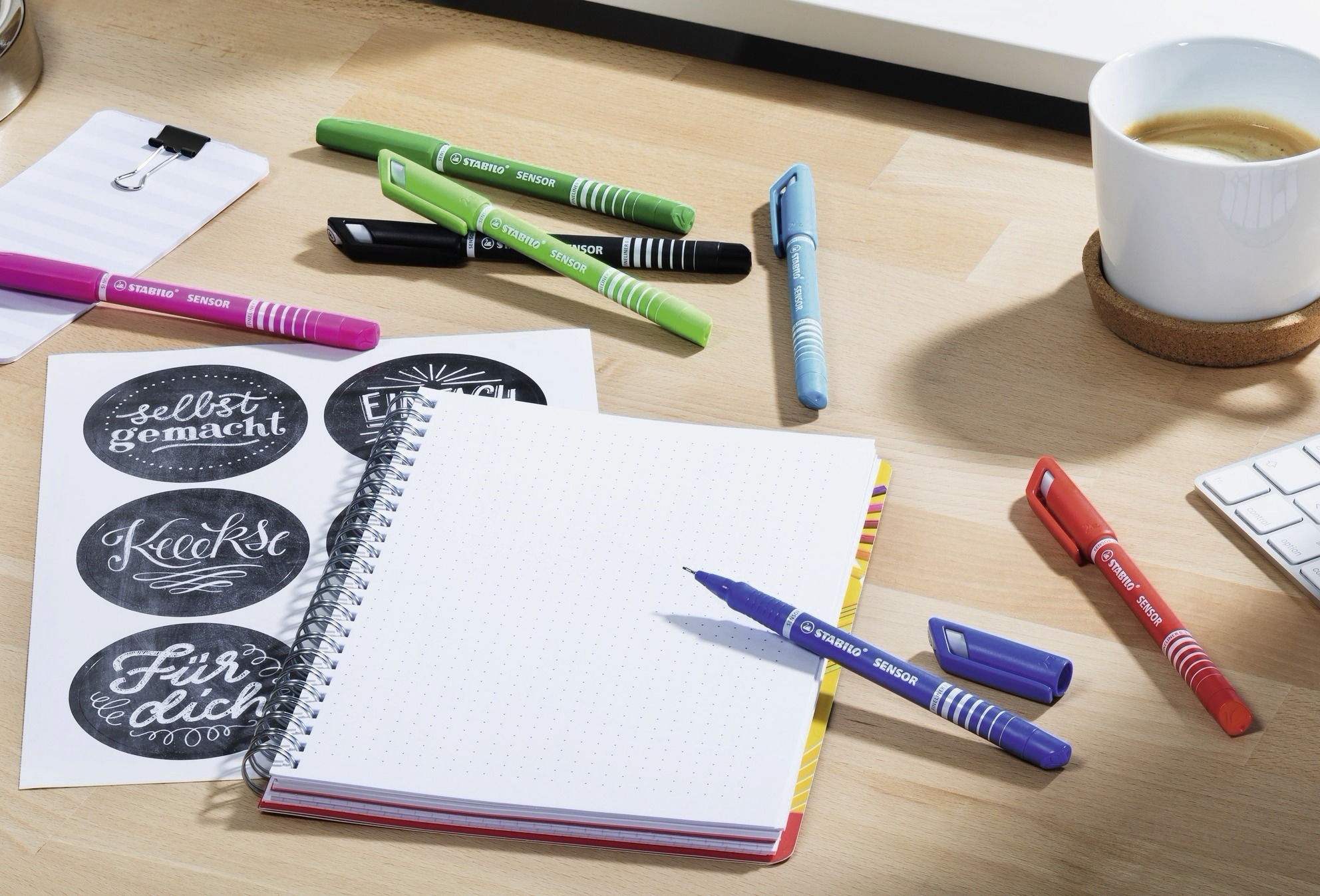 STABILO SENSOR fine rotulador de punta fina Fino Negro, Azul, Verde, Rojo 4 pieza(s)