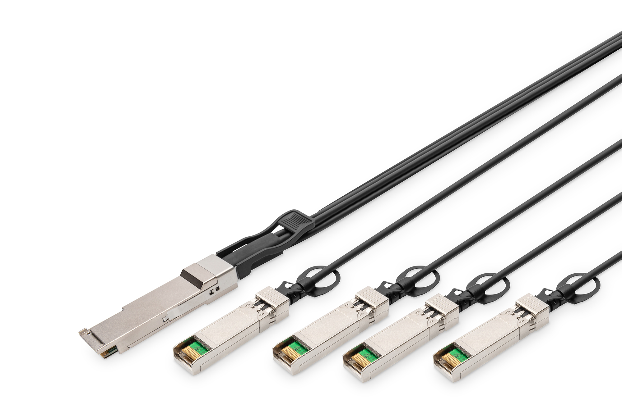 Digitus C�ble DAC (Direct Attach Copper), 1x QSFP+ 40G vers 4x SFP+, 5 m