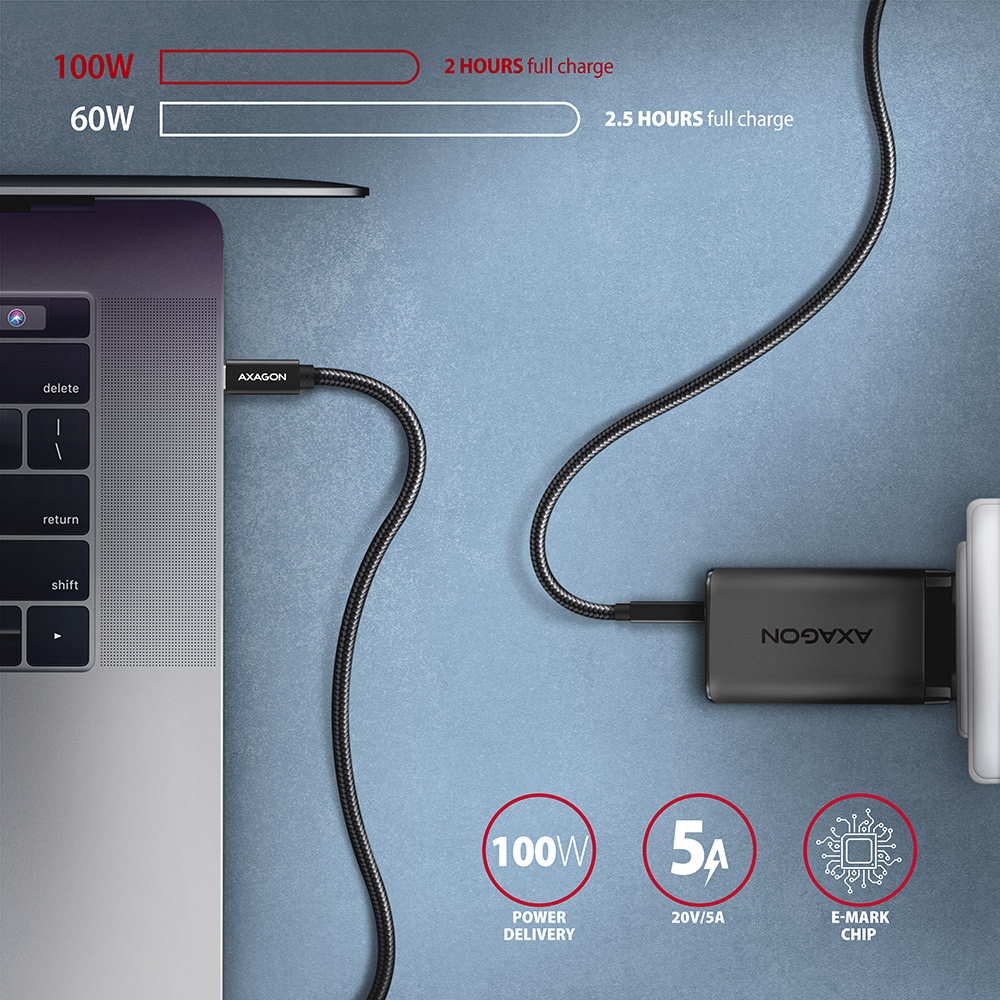 Axagon BUCM32-CM15AB cble USB USB 3.2 Gen 2x2 1,5 m USB C Noir