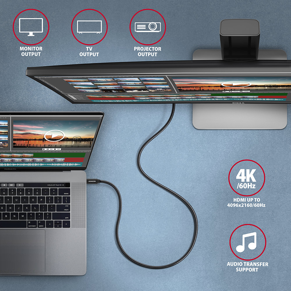 Axagon BUCM32-CM15AB cble USB USB 3.2 Gen 2x2 1,5 m USB C Noir