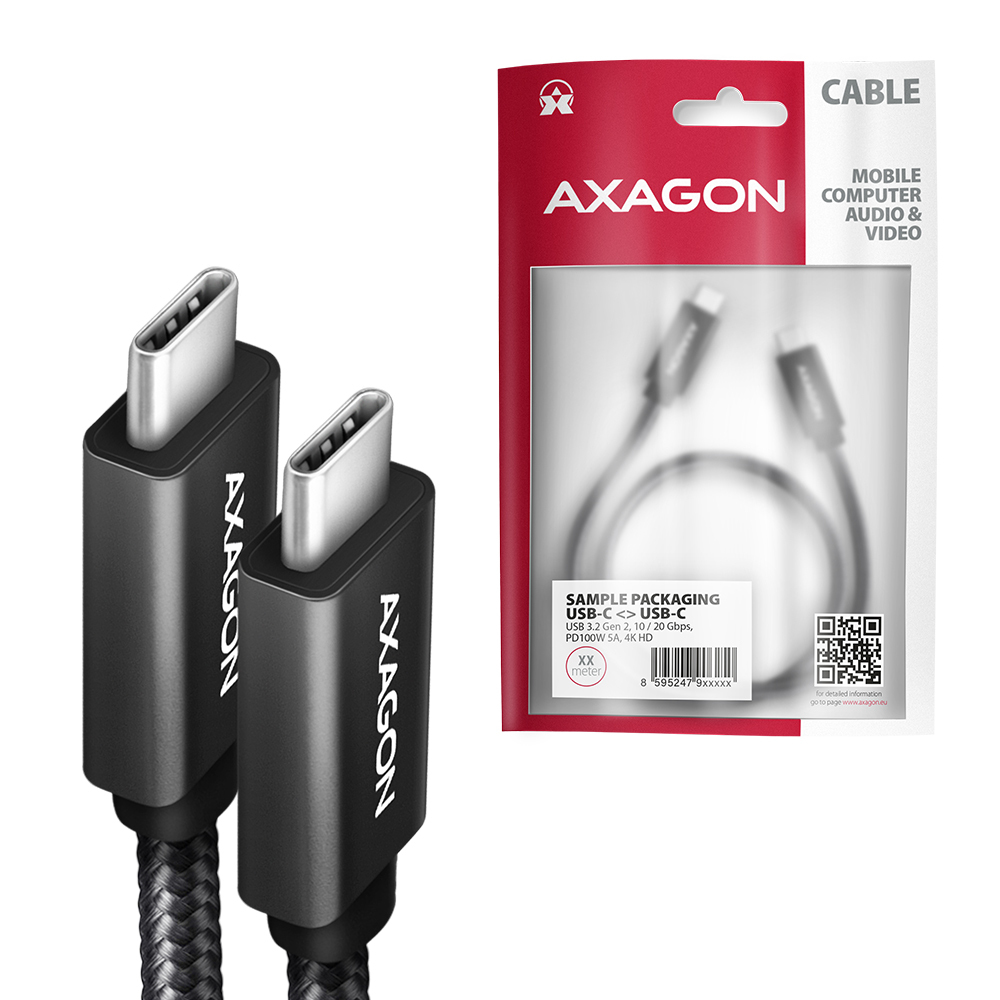 Axagon BUCM32-CM15AB cble USB USB 3.2 Gen 2x2 1,5 m USB C Noir
