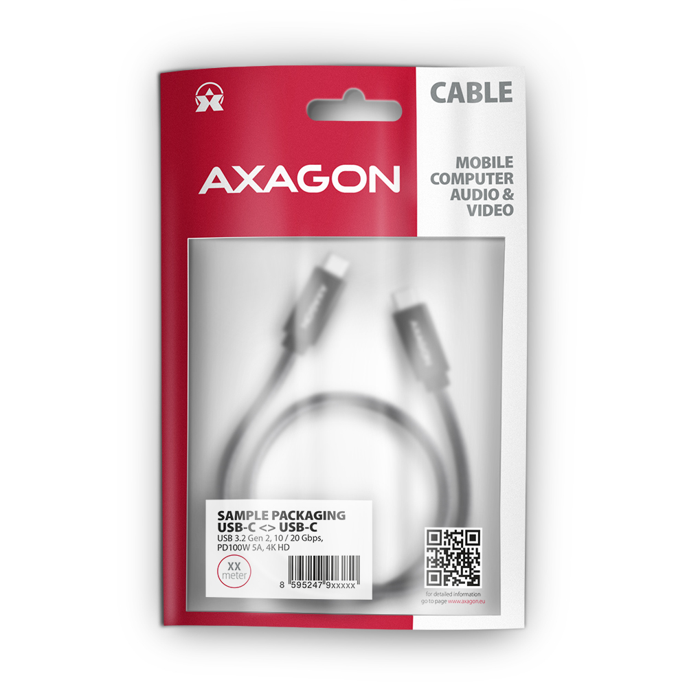 Axagon BUCM32-CM15AB cble USB USB 3.2 Gen 2x2 1,5 m USB C Noir