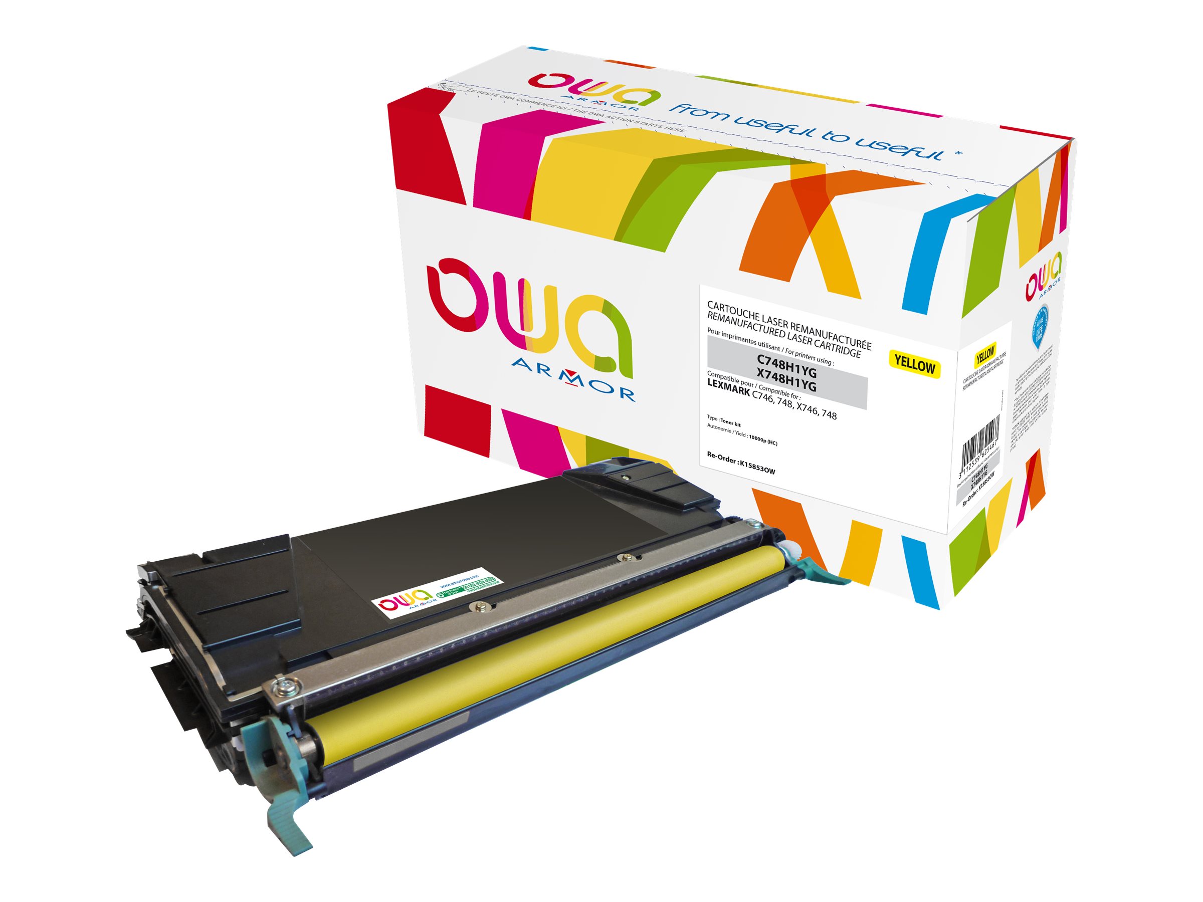 Armor OWA - Mit hoher Kapazit�t - Gelb - kompatibel - wiederaufbereitet - Tonerpatrone (Alternative zu: Lexmark C746, Lexmark X746, Lexmark X748)