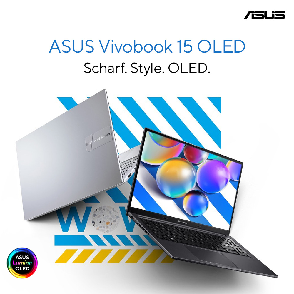 ASUS Vivobook 15 OLED X1505VA-MA884W Intel� Core i9 i9-13900H Ordinateur portable 39,6 cm (15.6) 2.8K 16 Go DDR4-SDRAM 1 To SSD Wi-Fi 6E (802.11ax) Windows 11 Home Allemand Argent