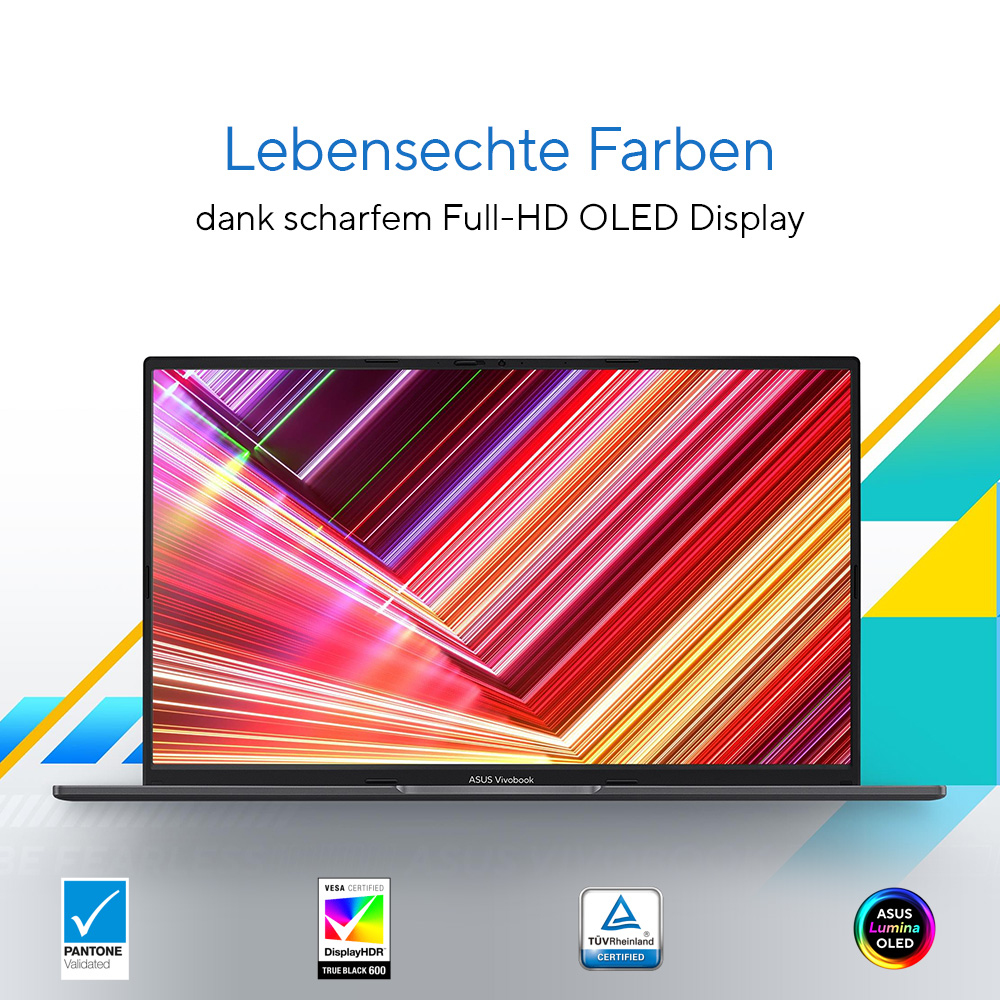 ASUS Vivobook 15 OLED X1505VA-MA884W Intel� Core i9 i9-13900H Ordinateur portable 39,6 cm (15.6) 2.8K 16 Go DDR4-SDRAM 1 To SSD Wi-Fi 6E (802.11ax) Windows 11 Home Allemand Argent