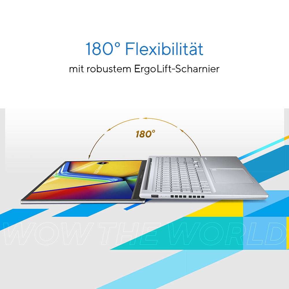 ASUS Vivobook 15 OLED X1505VA-MA884W Intel� Core i9 i9-13900H Ordinateur portable 39,6 cm (15.6) 2.8K 16 Go DDR4-SDRAM 1 To SSD Wi-Fi 6E (802.11ax) Windows 11 Home Allemand Argent