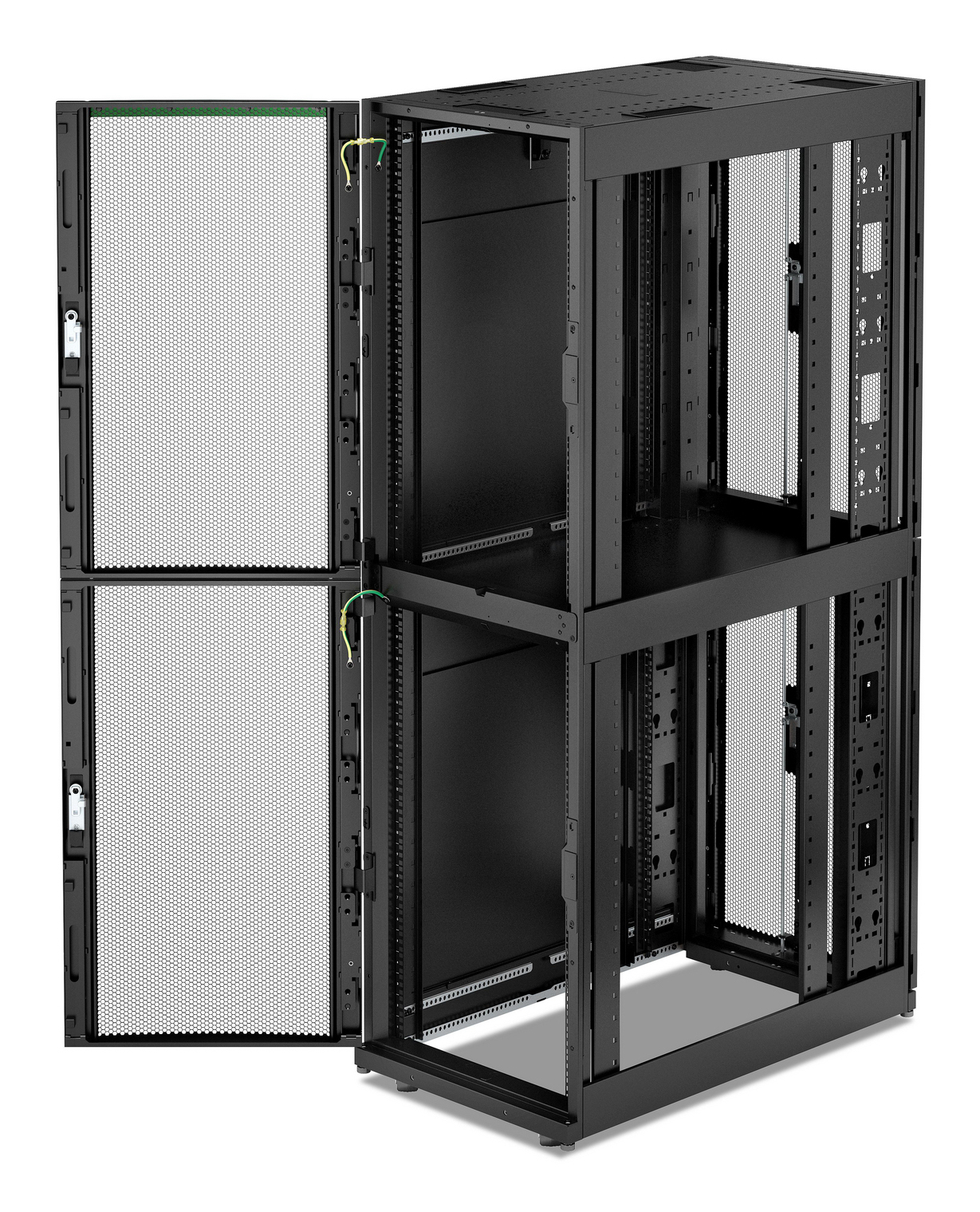 APC NetShelter SX Colocation - Schrank Netzwerkschrank - 2 x 600W x 1070D mm, mit Seiten - bodenstehend - Schwarz - 42HE - 48.3 cm (19)