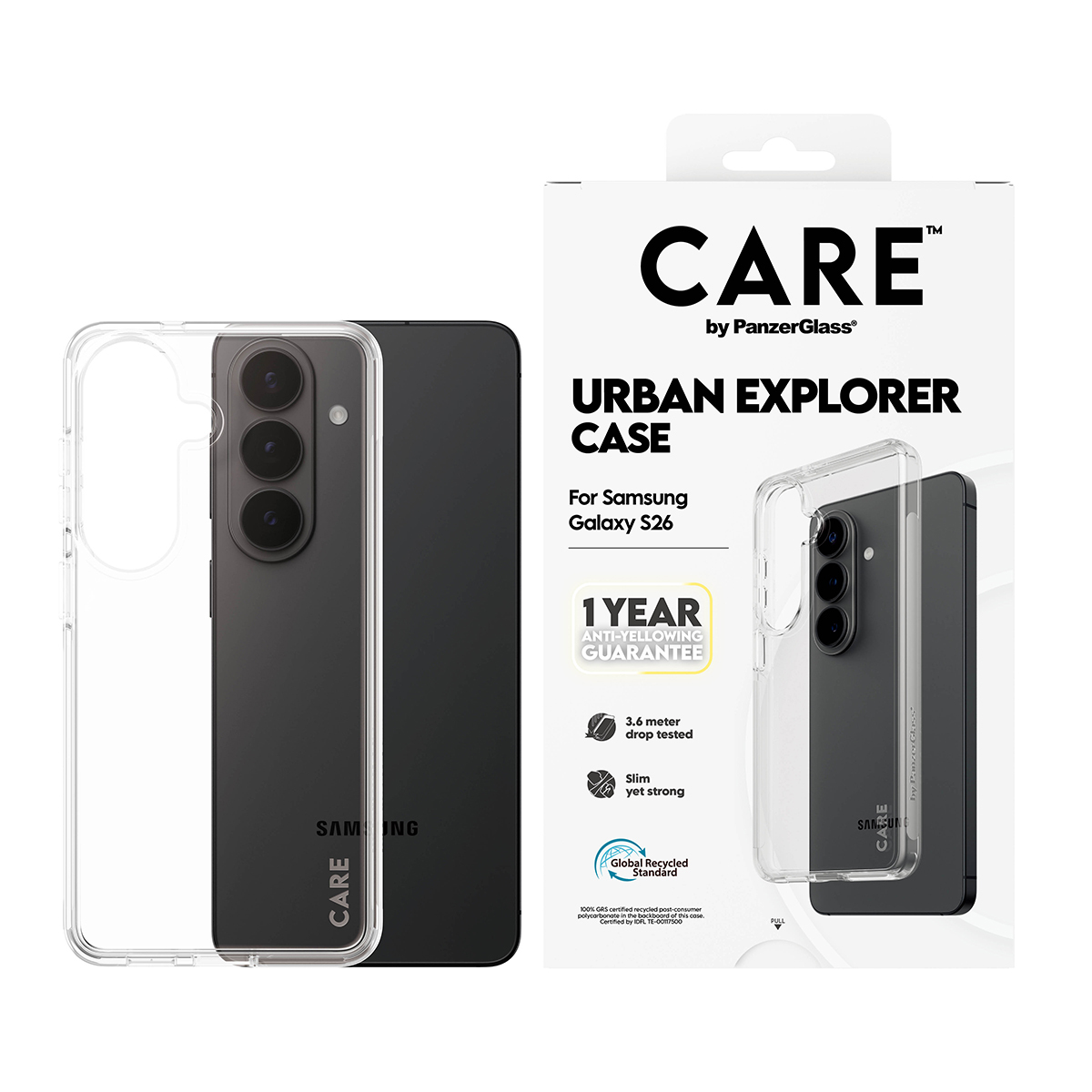 PanzerGlass CARE by � Urban Explorer Case Transparent Samsung Galaxy S26 funda para tel�fono m�vil Transparente