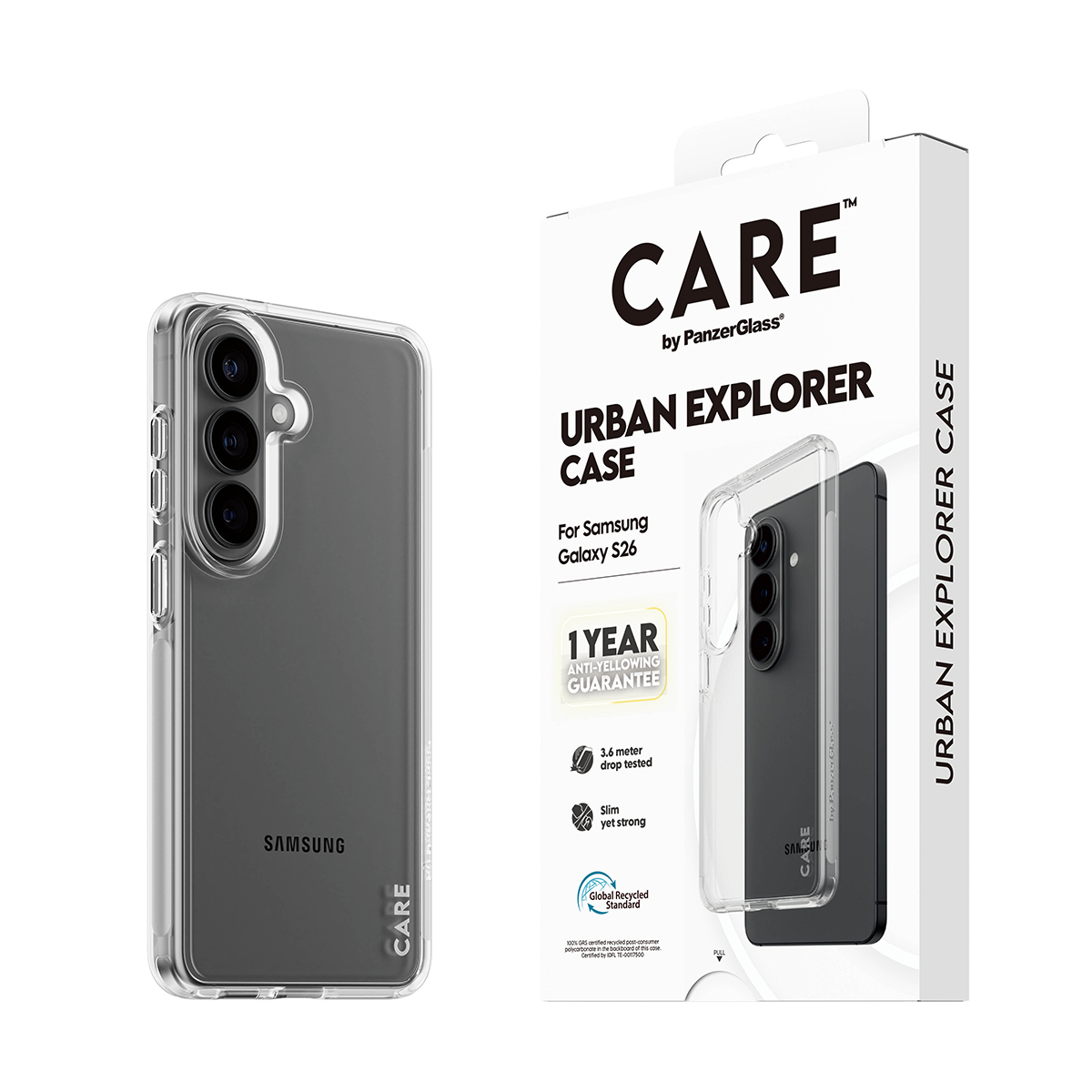 PanzerGlass CARE by � Urban Explorer Case Transparent Samsung Galaxy S26 funda para tel�fono m�vil Transparente