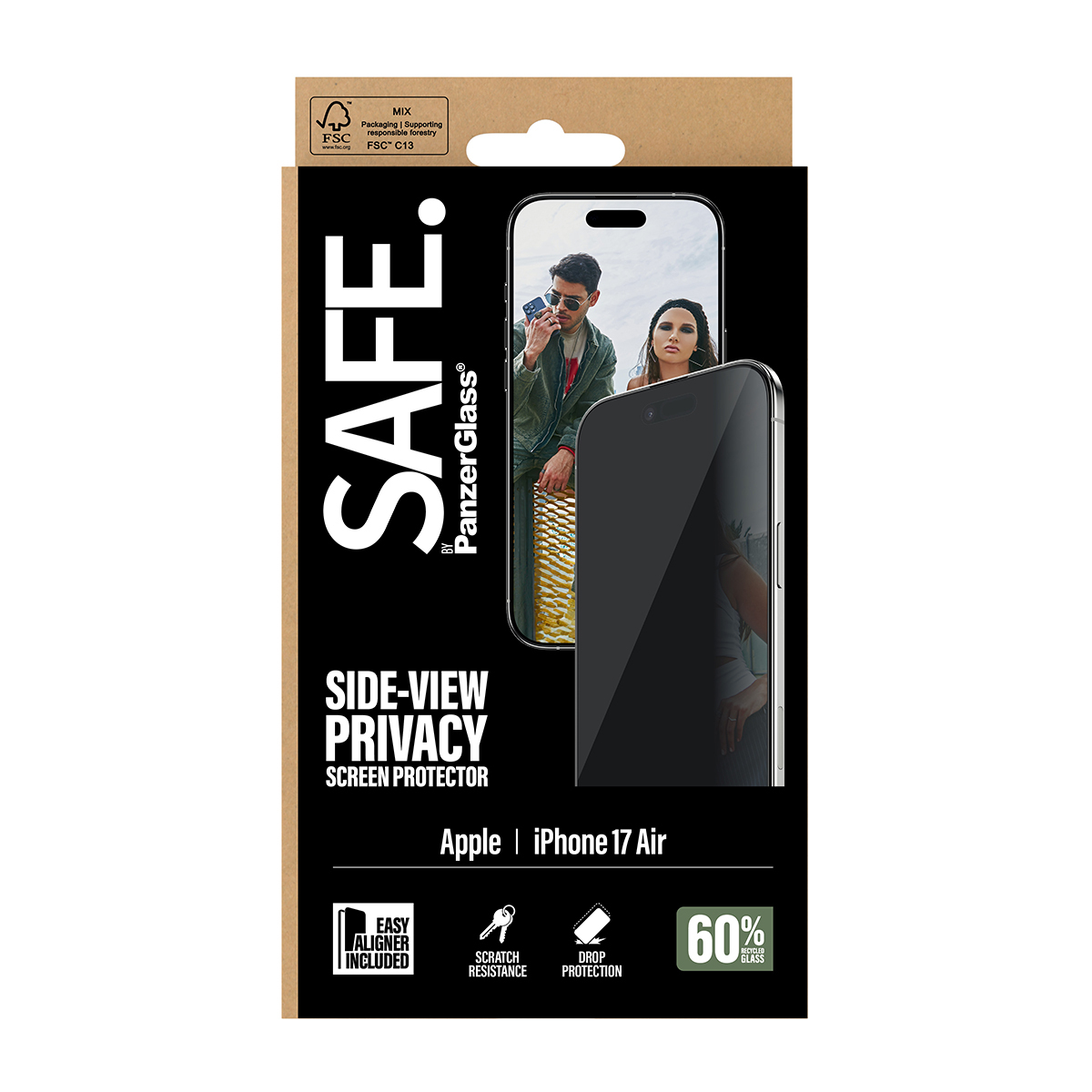 PanzerGlass SAFE. by � Privacy Screen Protector iPhone 17 Air | Ultra-Wide Fit w. EasyAligner Protection d�cran transparent Apple 1 pi�ce(s)