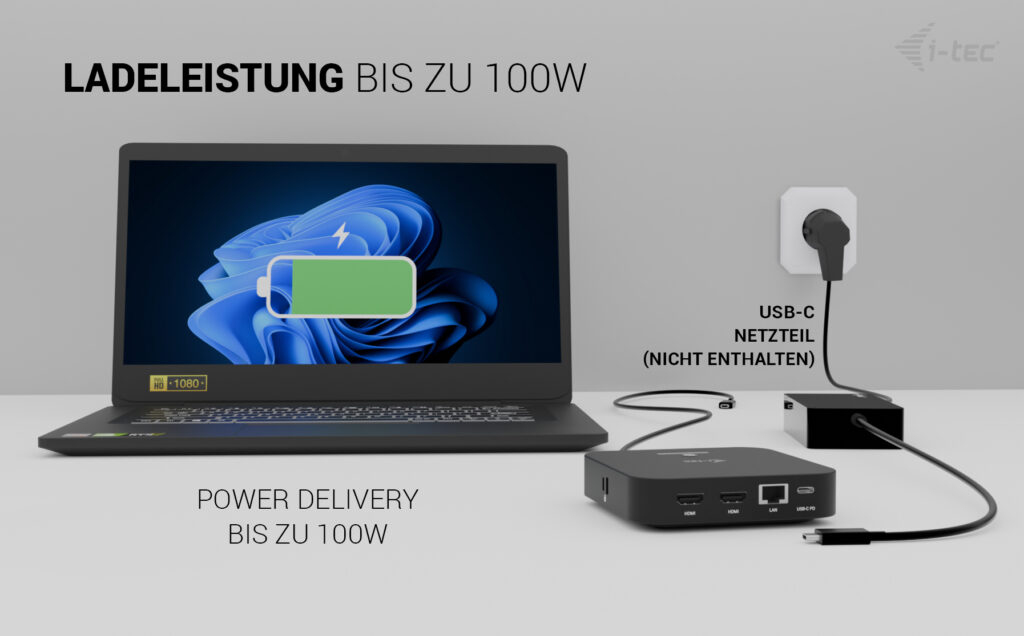 i-tec USB-C Dual HDMI Docking Station with Power Delivery 100 W